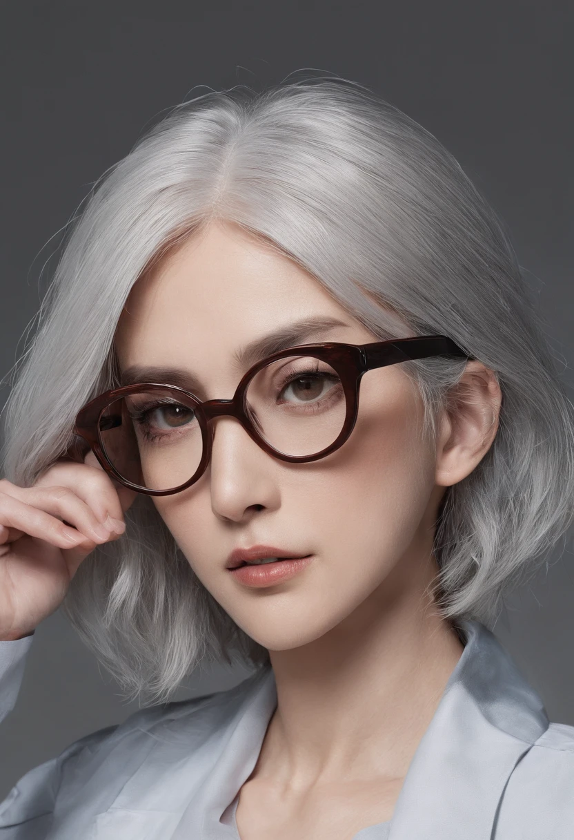 In the classroom,The teacher is lecturing the students,Gray-haired old teacher,Asian people,wears glasses,closeup cleavage,sharp focus on eyes,8K,super-fine,oil painted,Hyper-realistic,best qualtiy