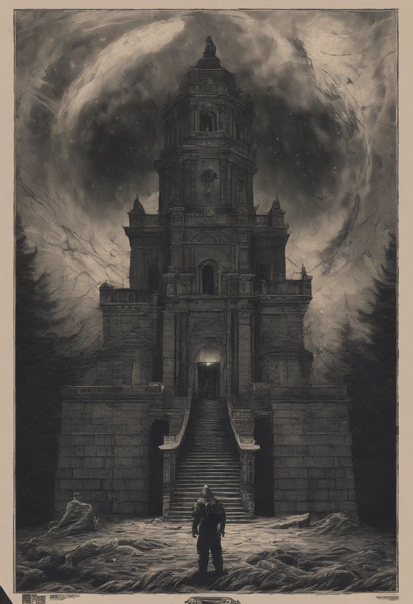 Grupo de astronaltas trocando tiro com Alienigenas Lovecraftianos , em um templo antigo na lua