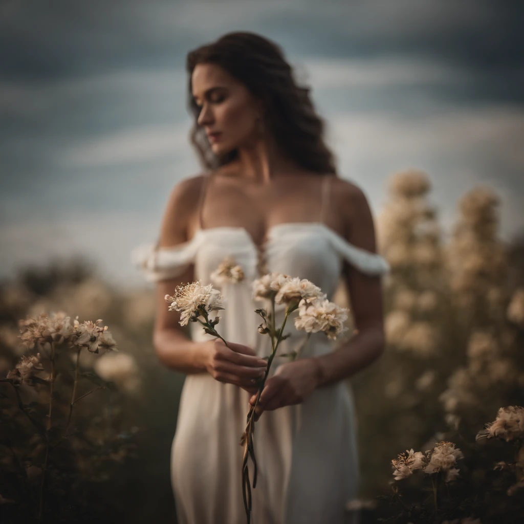 full portrait, beautiful flower is ((tightly bound)) by a ((string)), the eerie, seductive, and sultry atmosphere