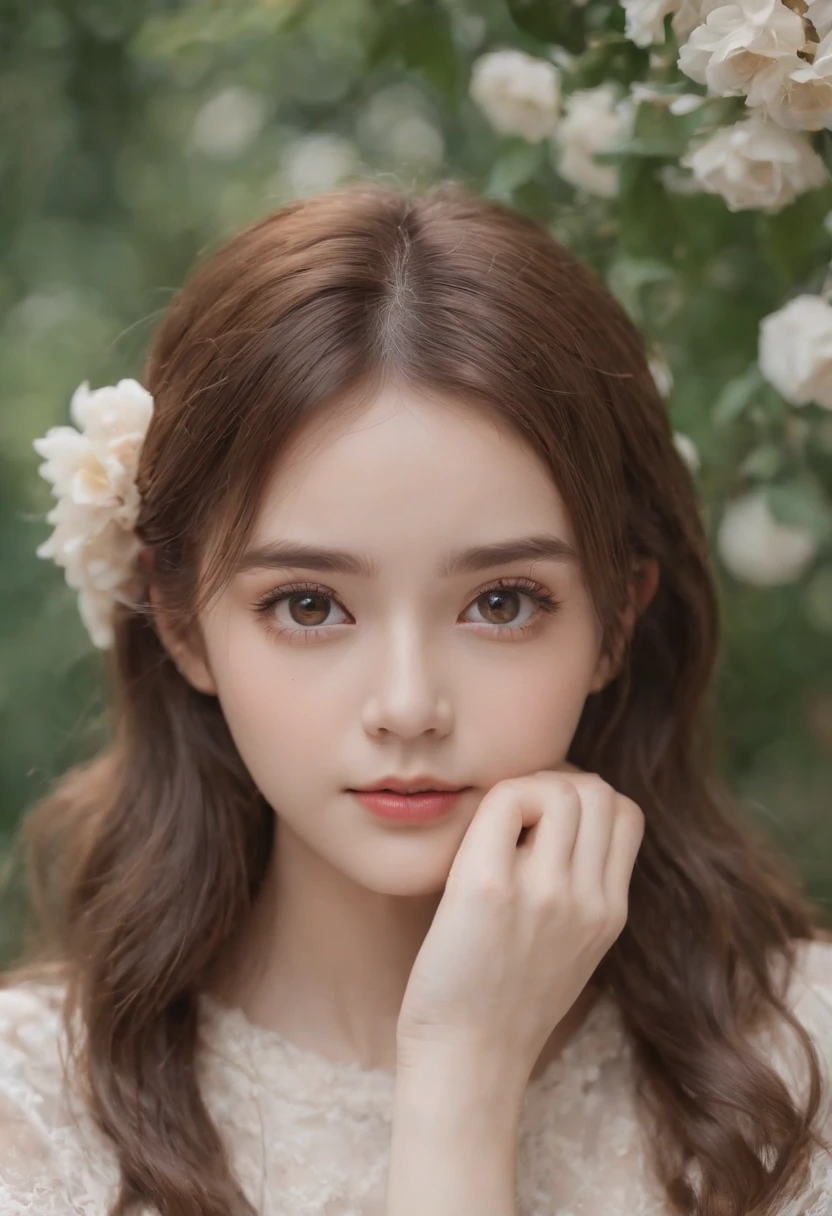 (One lady)、Lolita、sixteen years old、kawaii、Big eyes、eyes gentle、Instagram Photos、Authentic Photos、natural atmosphere、Realistic、Brown hair color