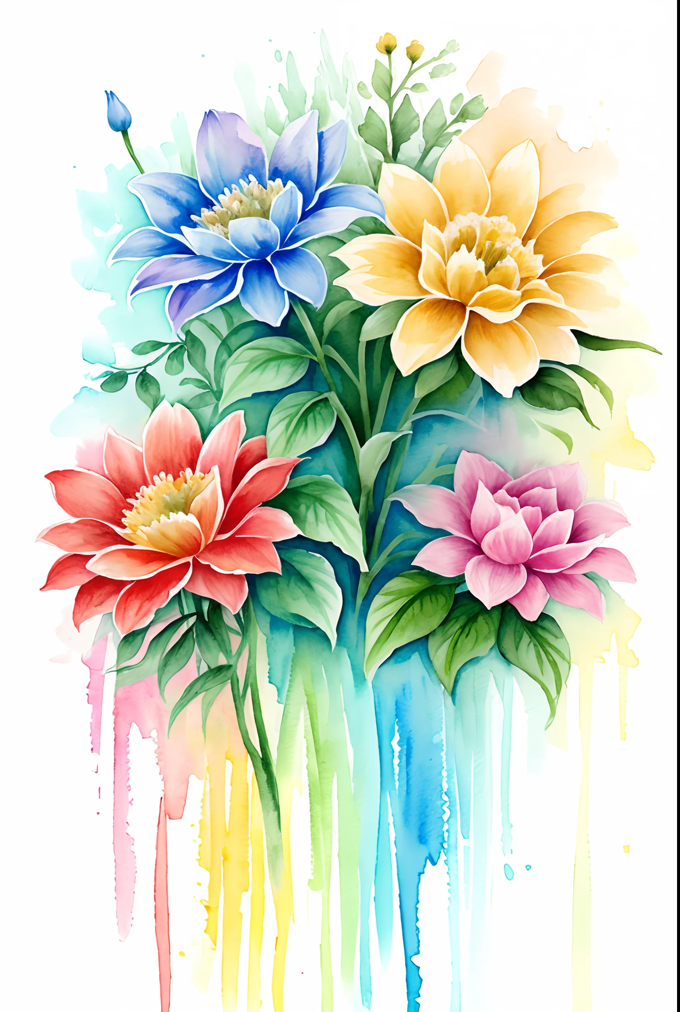 ( aquarelle \(middle\), desenho, Margarita's beautiful flowers.