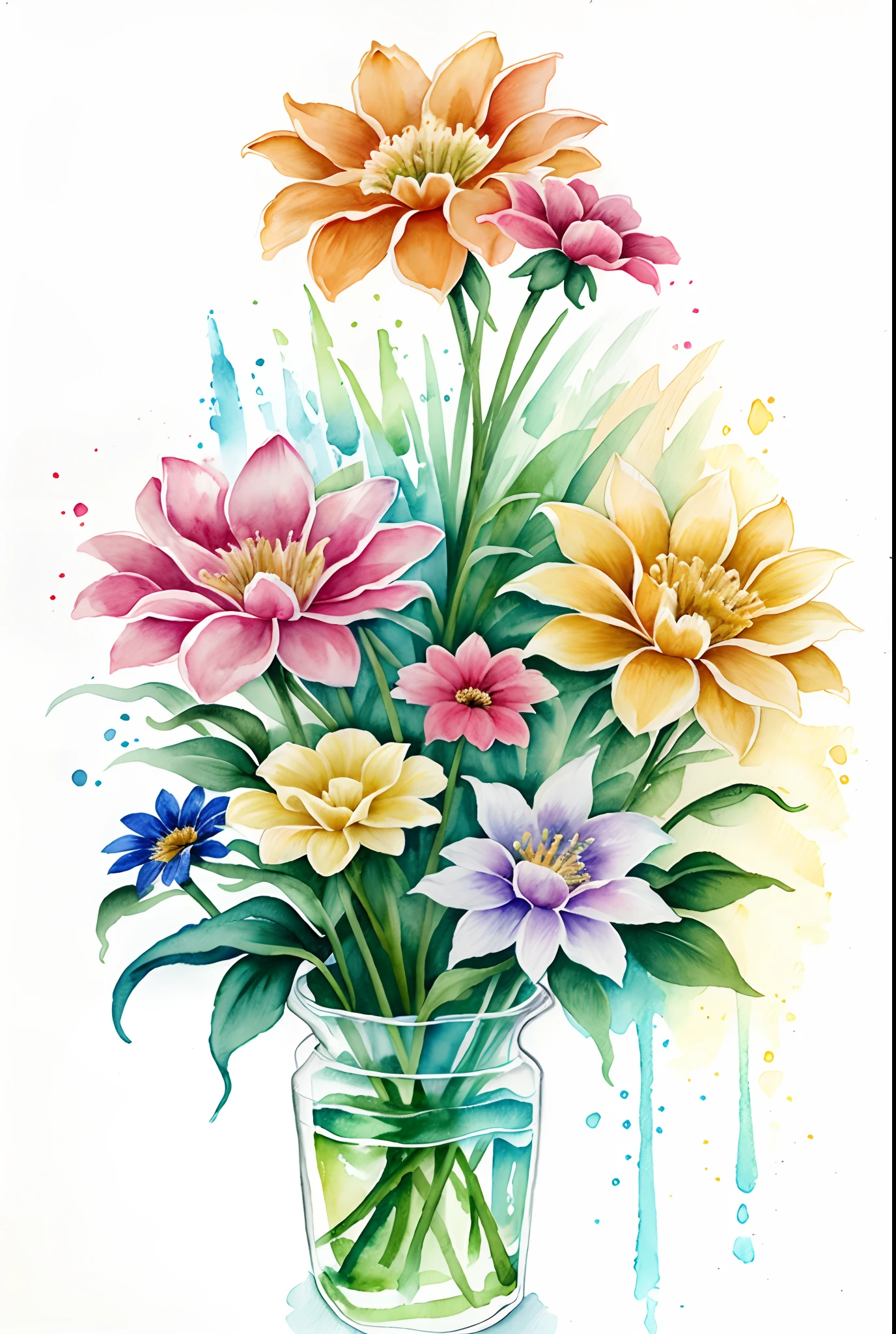 ( aquarelle \(middle\), desenho, Margarita's beautiful flowers.