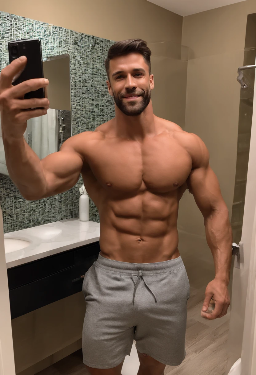 arafed man in a black ????????? taking a selfie in a bathroom mirror, lean but muscular, slender and muscular build, tall and muscular, fairly muscular, lean and muscular, muscular build, prefect body, super buff and cool, perfect and proportional body, fit pic, athletic tall handsome guys, very muscly, ripped, absurdly muscular physique