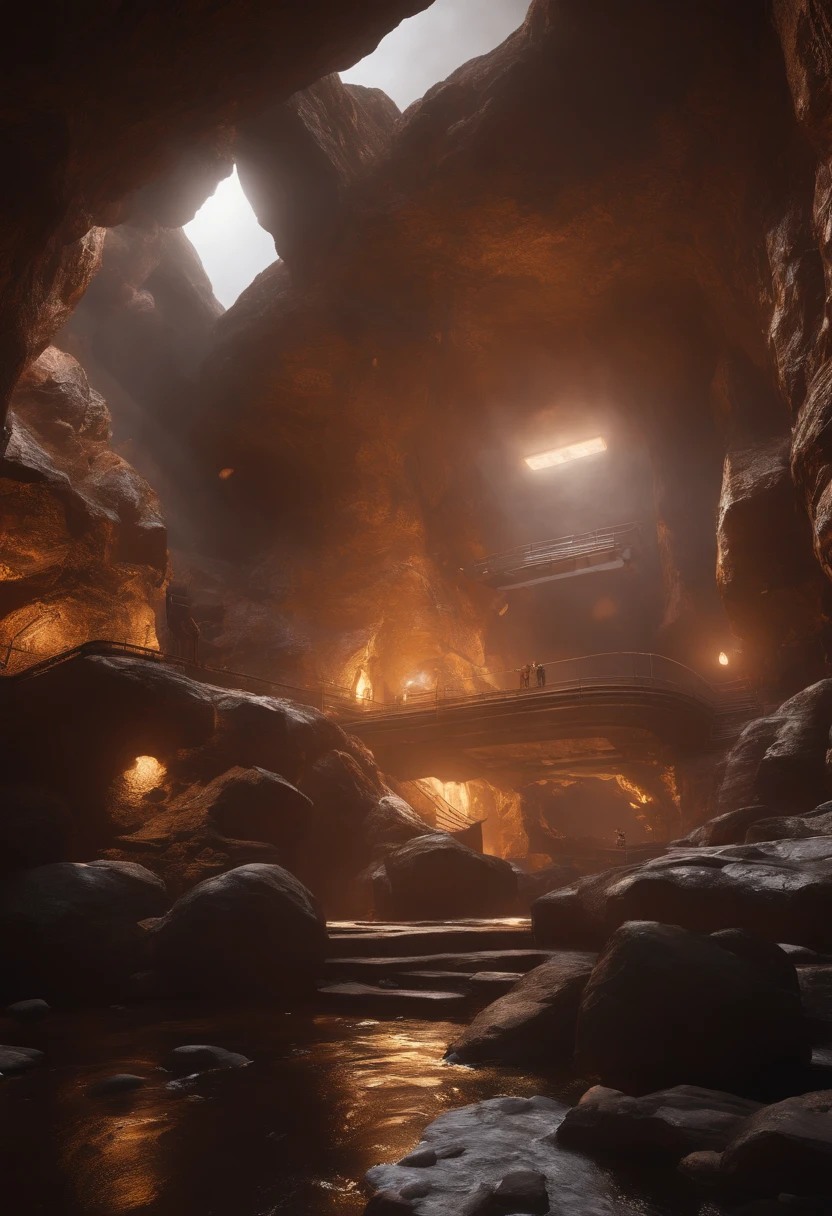 realistic, hyperdetailed, hyperrrealistic, hyperdetailed, hyperrealistic, Cinematic, Hyper-detailed, insane details, Beautifully color graded,Unreal Engine, DOF, Super-Resolution, Megapixel, Cinematic Lightning, Anti-Aliasing, FKAA,TXAA,RTX, SSAO , Space City Futuristic CityCreate a piece of art that captures the intense, high-tech atmosphere of an expansive underground asteroid mining base in the Star Wars universe. Imagine descending into a massive cavern, where towering mining equipment dominates the space. Navigate through vast, open areas, where miners work in teams to extract valuable resources from the depths. Notice the vibrant crystal formations that adorn the walls and ceilings, casting a colorful glow across the harsh metallic surfaces. Feel the weight of the rock above you, as you work alongside others to extract the riches of the asteroid. Experiment with colors, textures, and shapes to create a unique piece of art that captures the grand, open nature of this industrial mining environmentrealistic, hyperdetailed, hyperrealistic, Cinematic, Hyper-detailed, insane details, Beautifully color graded,Unreal Engine, DOF, Super-Resolution, Megapixel, Cinematic Lightning, Anti-Aliasing, FKAA,TXAA,RTX, SSAO , Space City Futuristic CityCreate a piece of art that captures the intense, high-tech atmosphere of an expansive underground asteroid mining base in the Star Wars universe. Imagine descending into a massive cavern, where towering mining equipment dominates the space. Navigate through vast, open areas, where miners work in teams to extract valuable resources from the depths. Notice the vibrant crystal formations that adorn the walls and ceilings, casting a colorful glow across the harsh metallic surfaces. Feel the weight of the rock above you, as you work alongside others to extract the riches of the asteroid. Experiment with colors, textures, and shapes to create a unique piece of art that captures the grand, open nature of this industrial mining environment