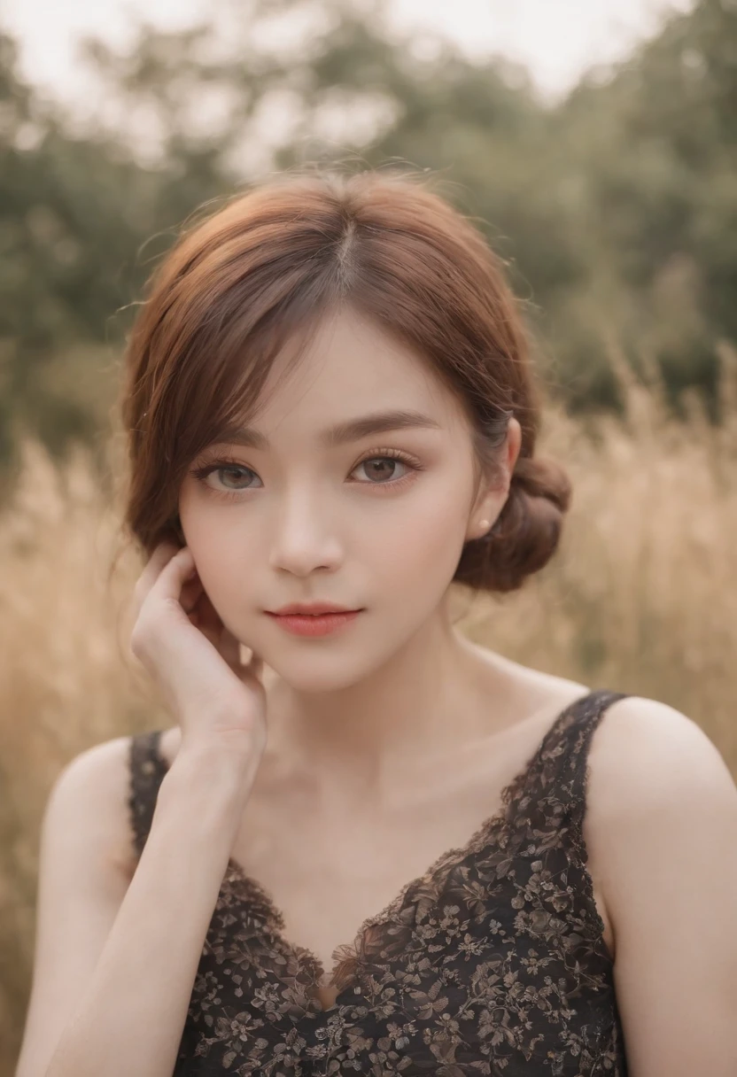 high resolucion, extremely detailed photo, 8K full color, upper half body, (A girl with), Detailed middle chest, cleavage, Beautiful delicate face and eyes, Dynamic hairstyles, (Wearing a dynamic bikini:1.5), Professional Lighting, Best Quality、Full body like