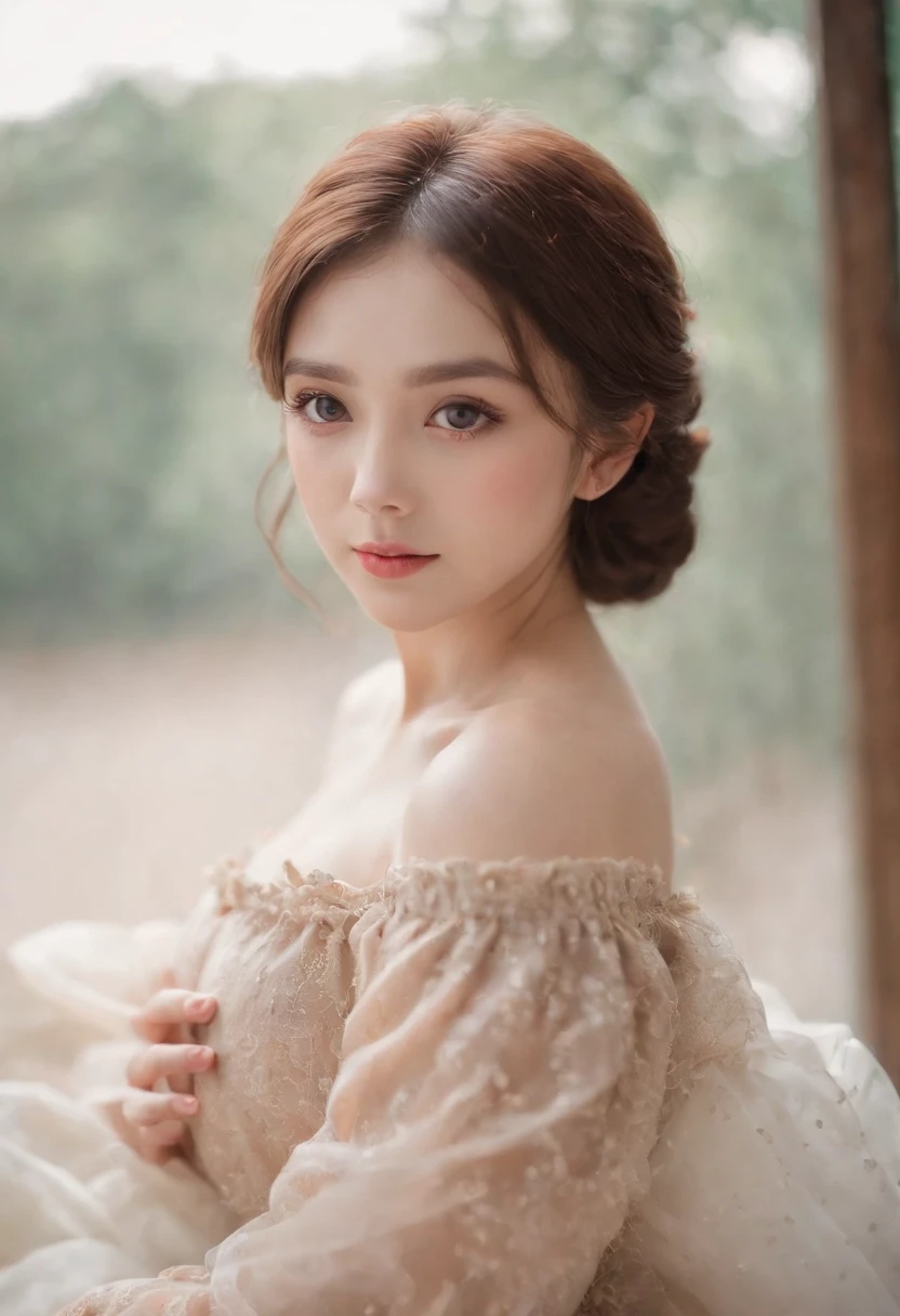 (One lady)、ta、18age、kawaii、Big eyes、eyes gentle、Instagram Photos、Authentic Photos、natural atmosphere、Realistic、Brown hair color、I don't need my hands、Facing the camera