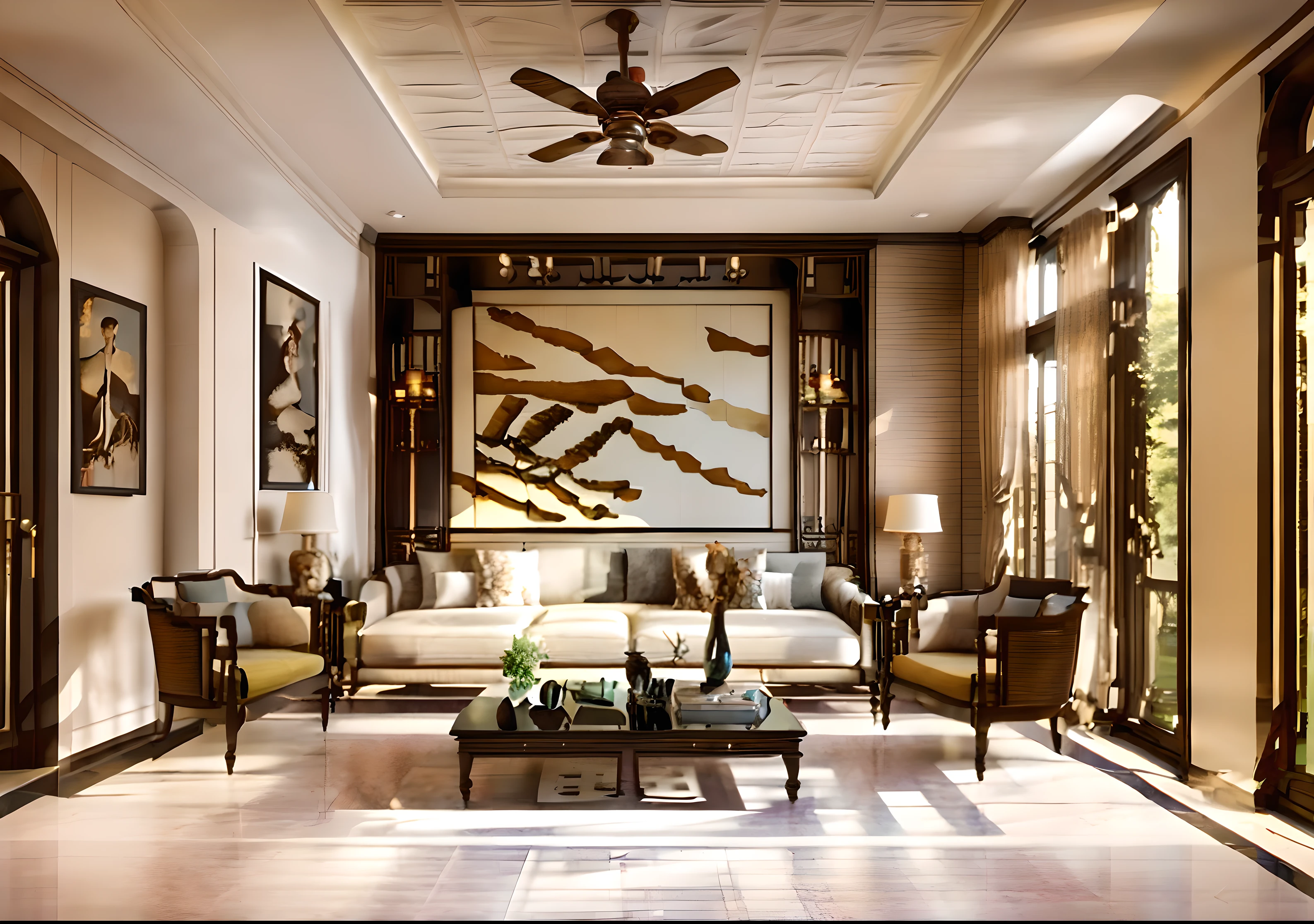 arafed living room with a couch, chair, coffee table and a lamp, high quality 3 d render, high quality 3d render, highly detailed 3d render, highly detailed 3 d render, very realistic 3 d render, photorealistic 3d render, photorealistic 3 d render, stuning 3 d render, elegant render, award winning 3d render