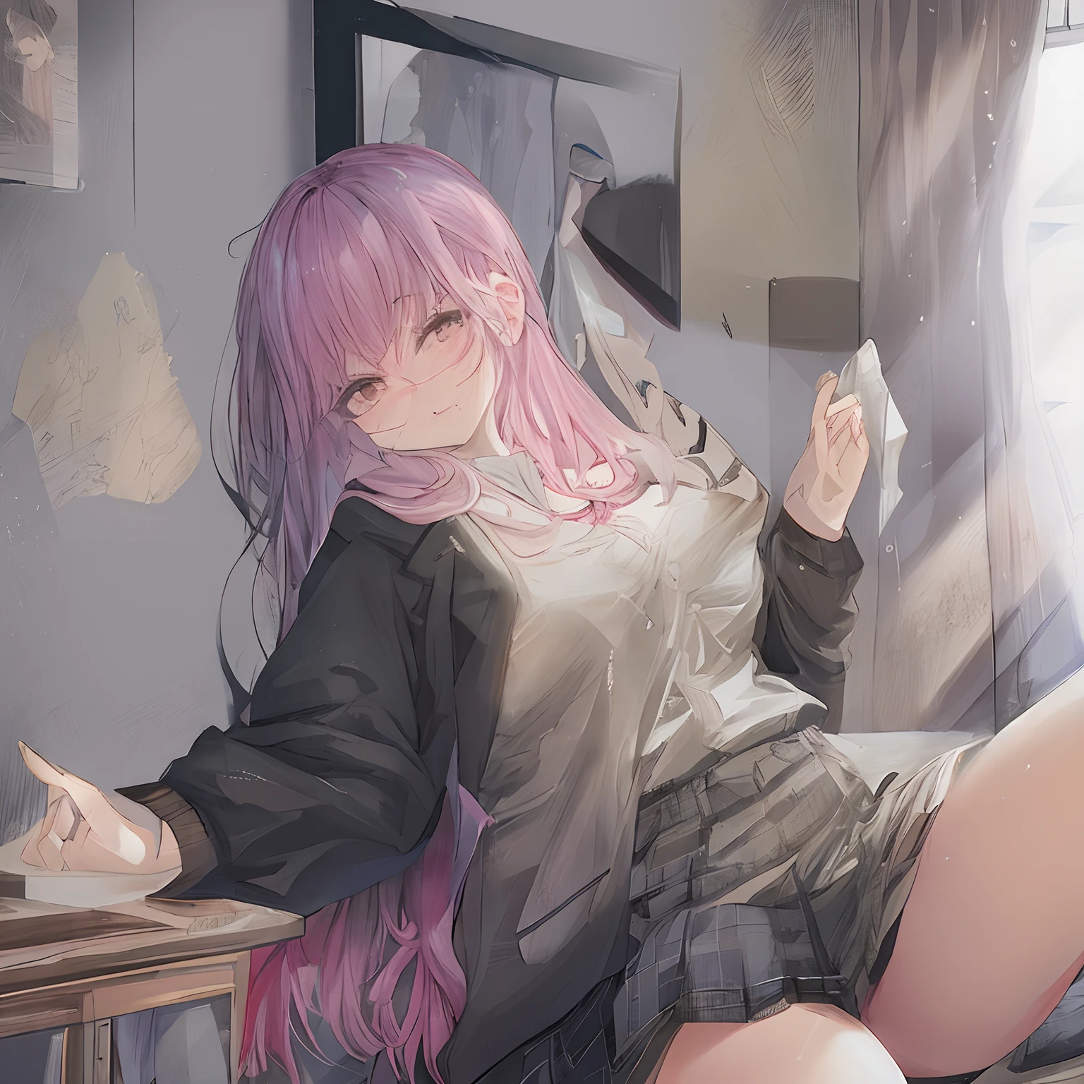 masterpiece,1girl,solo, <lora:TashkentBoundV1-06:1> ,purple hair, metal collar, tears,cry,tearing up, white legwear, chain leash,bent over, high ponytail, center opening:1.2,torn clothes, ahegao, wet,chains,torn legwear, torn clothes, bare shoulders,