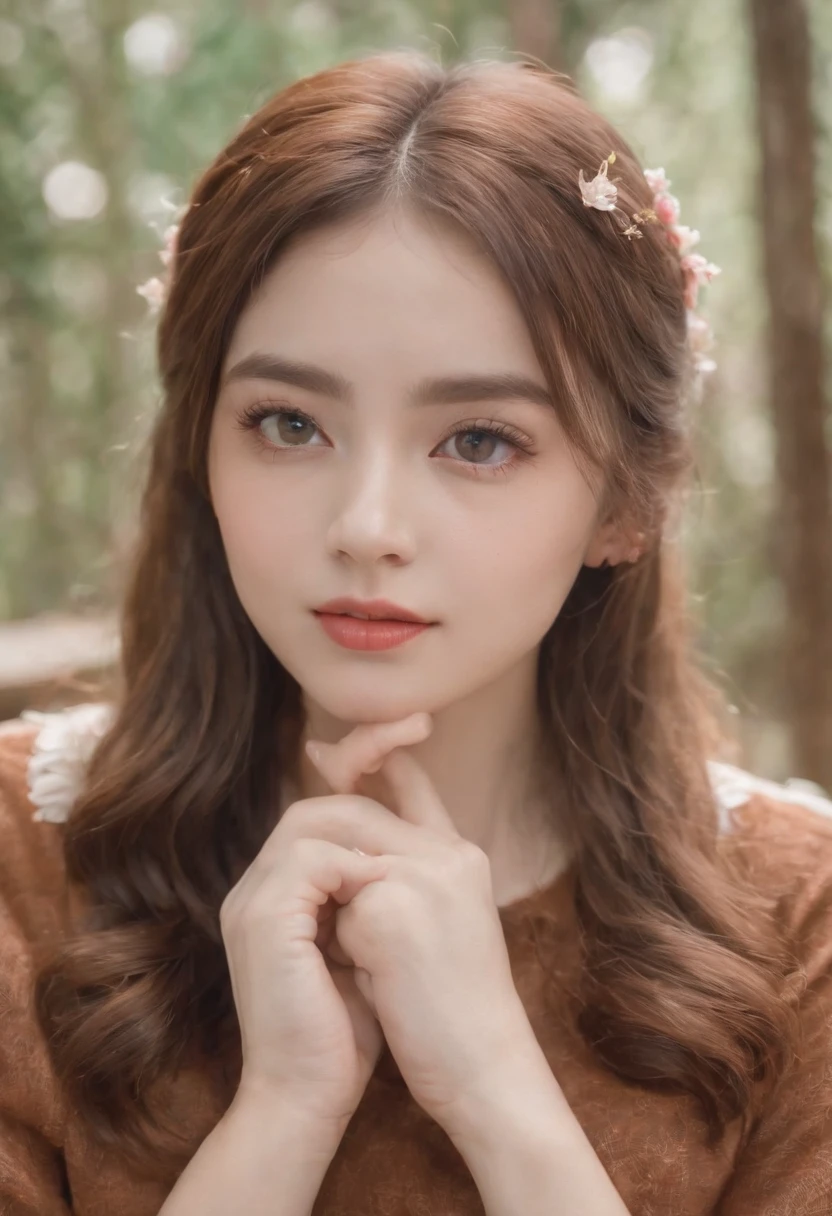 (One lady)、Lolita、18age、kawaii、Big eyes、eyes gentle、Instagram Photos、Authentic Photos、natural atmosphere、Realistic、Brown hair color、I don't need my hands、Facing the camera