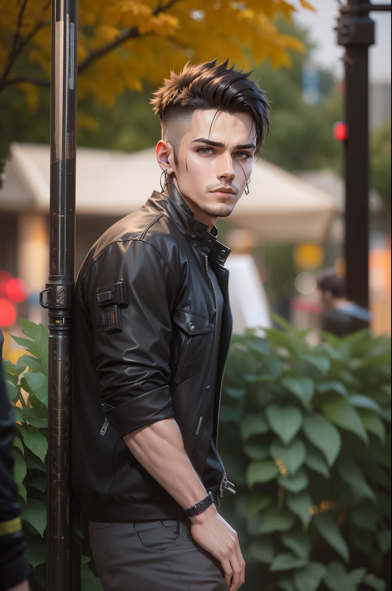 Change background cyberpunk handsome boy realistic face 8k ultra realistic