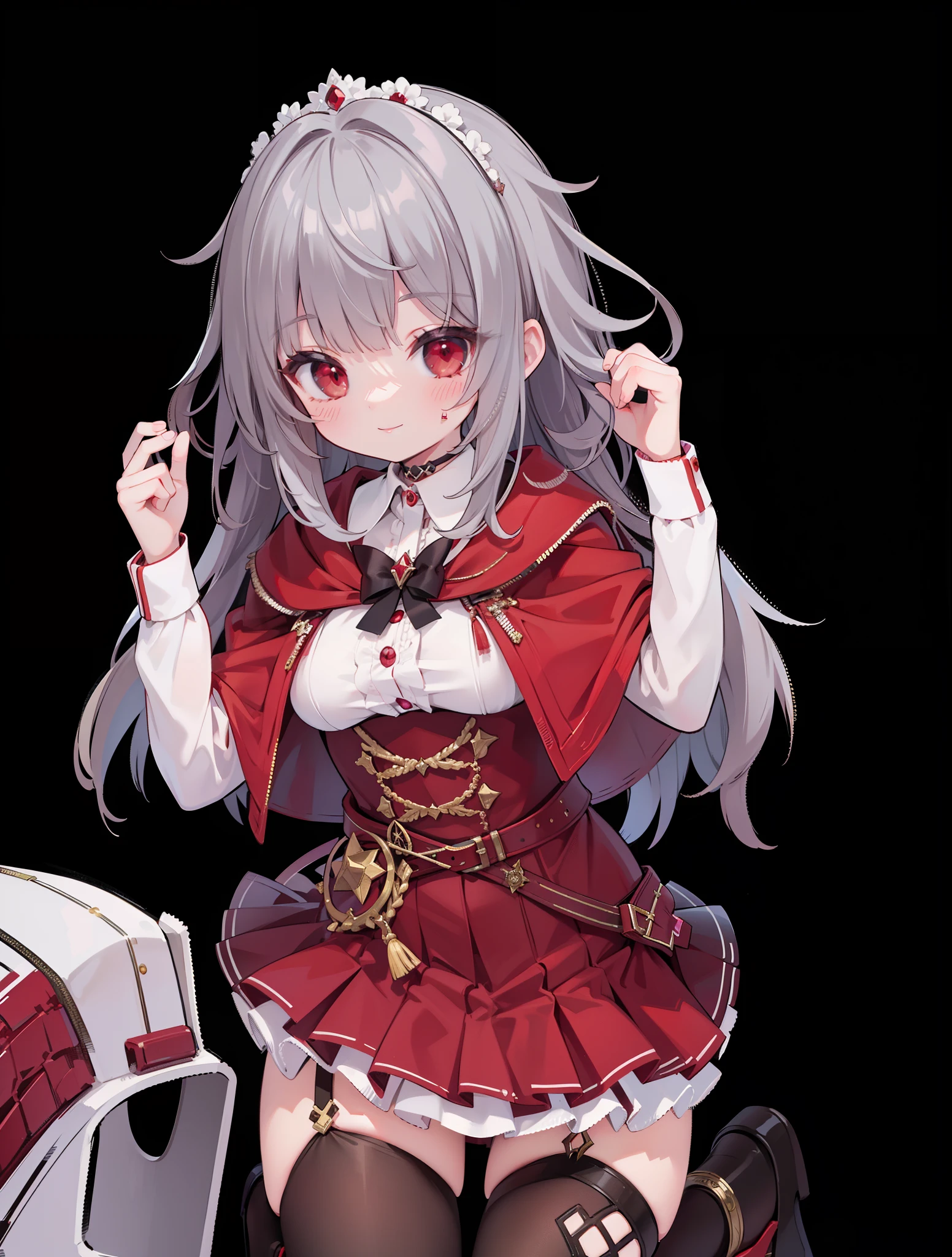 （（tmasterpiece：1.4，best qualtiy））+，（hyper-detailing）+，（Ultra-detailed eyes）+，dark red eyes，smiling girl