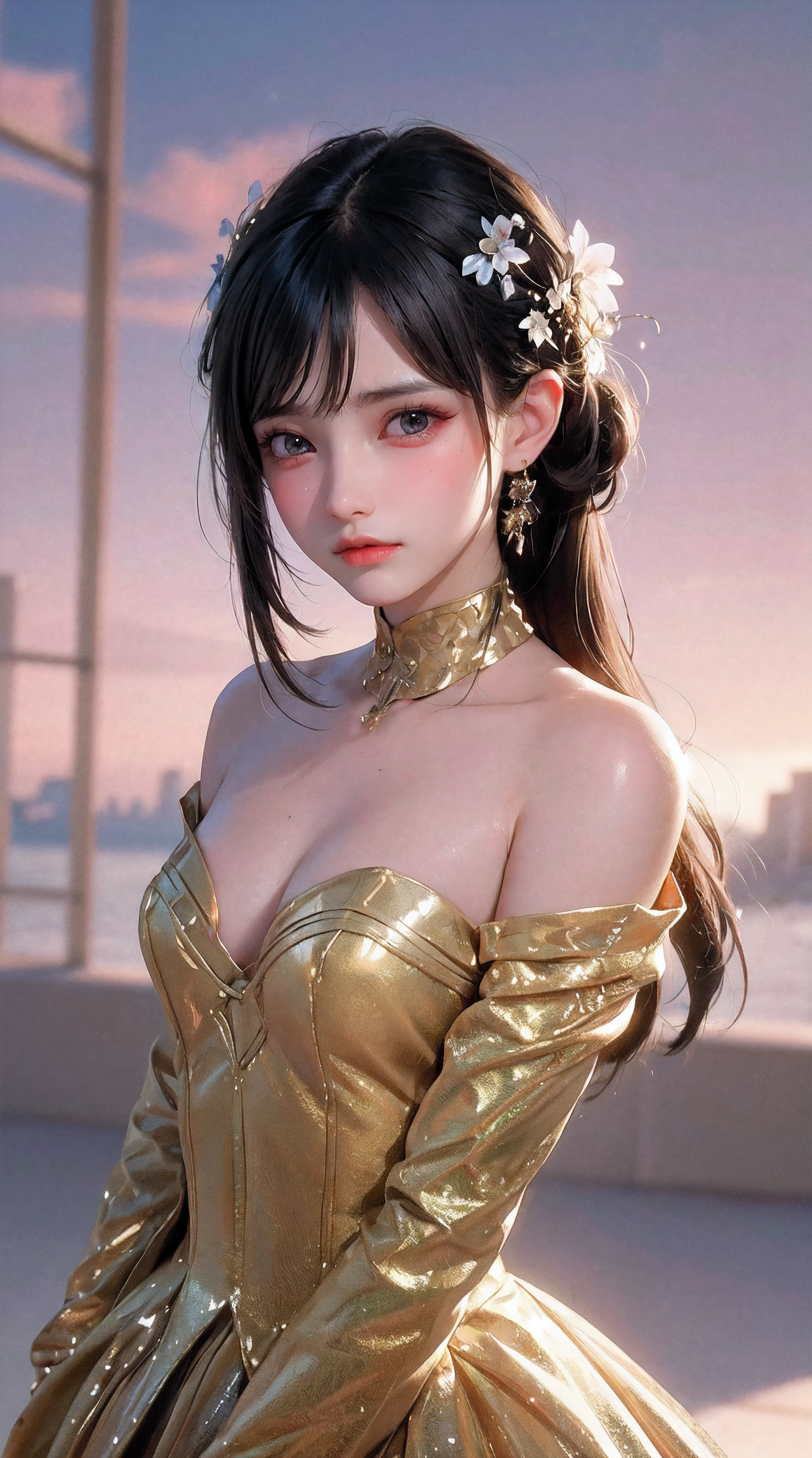 Fluorescent color, 1 girl, Look to the side, Beautiful face, Beautiful eyes, (Off-the-shoulder: 1.2), Upper body, Shiny hair, Shiny skin, Glow-emission cut, Finger proportions are coordinated, Dark, pov, dynamic angle, (((masterpiece))), (((best quality))), ((ultra-detailed)), (illustration), (detailed light), ((an extremely delicate and beautiful)), dramatic_shadow, ray_tracing, reflection, Super high resolution, laser, chibi,dark clothes