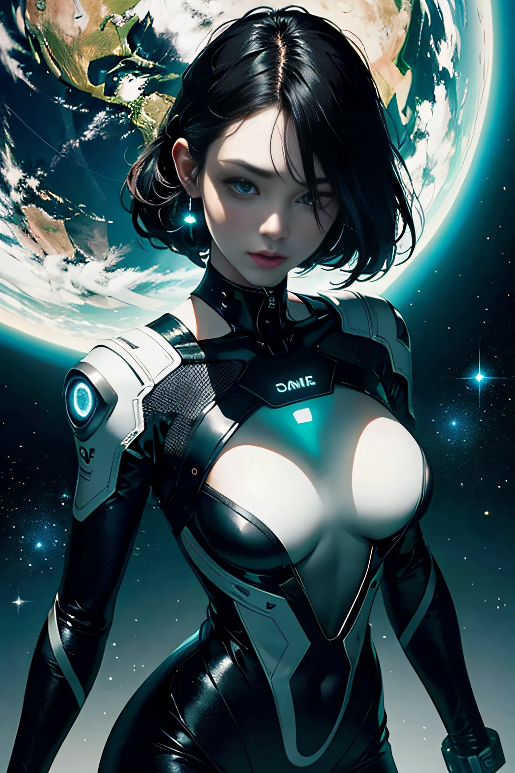 （tmasterpiece：1.2），best qualtiy，（nigh sky，medium lenght hair：1.2），（illustratio：1.2），beautful view，dreds，（Elaborate luminescence，Lens Flare Glow），（Hyper-detailing），Hyper-detailing，（exquisitedetails），（intricate-detail {Ikko），（Movie Light，best quality backlight），ligne claire，New World，peeping at the viewer，Solo Woman，（Space Girl，spaces），Solo Woman，Perfect body，（1girll），（Bright bioluminescent hair，bright glowing eyes），（intergalactic，alien planet），（Astronaut in sexy futuristic spacesuit：1.1），The material of the spacesuit is light and thin，Spacesuit Tight，slightly closed eyes，（Cyberpunk Personality），（dyna：1.3），（putting makeup on）），highly contrast，（The best lighting，Very sophisticated、Beautiful fece），（（Movie Moonlight）），highly colorful，（（Photoshop Pastel Painting：1.1）），etheric，（Movie Masterpiece），suspenseful，funk，（Star Scrim），splash of color，absolutely eye-catching，（（Caustics）），Dynamic Angle，big breasts beautiful（detailed glow），（spine-chilling），（Complex movie scenes behind it：1.2），Environmental occlusion， （Around moonshine）， ray-traced reflection， Intricately detailed visible background ， （Glowing spacesuit）， terrorism， （Bioluminescent vegetation：1.2）， terrorism， uneasy， A futuristic， terrorism， （Hologram Head-Up Display）， （Delicate Great Comet）