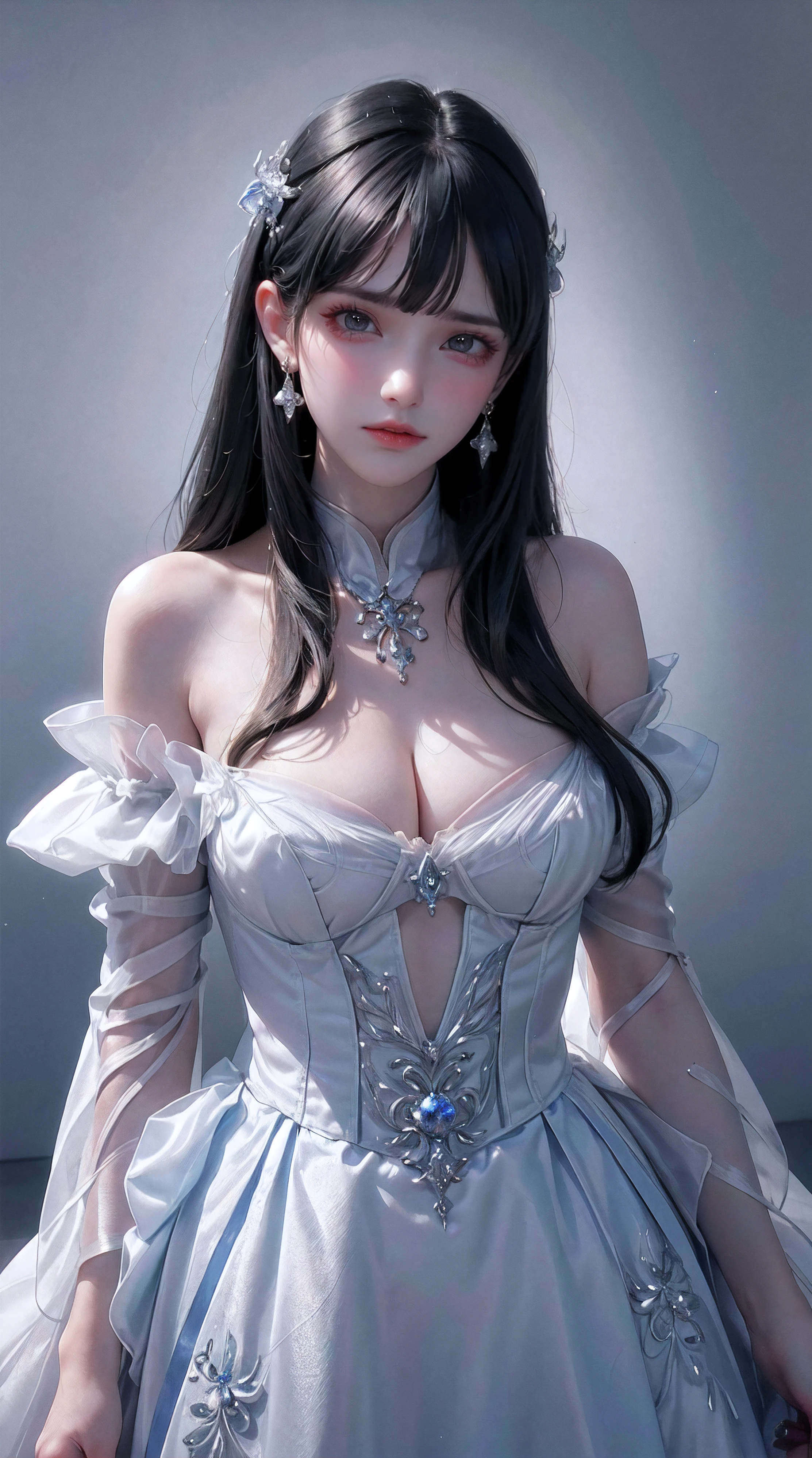 NSFW,((top quality、8k、masterpiece:1.3))Wears a silver-white mech,girl with delicate face,Highest image quality,Ultra-clear,Delicate and clear facial features,end of the world,Mechanical arm,Exquisitely detailed mechanical pattern,cyberpunk characters、numbercity、number、century、throne、