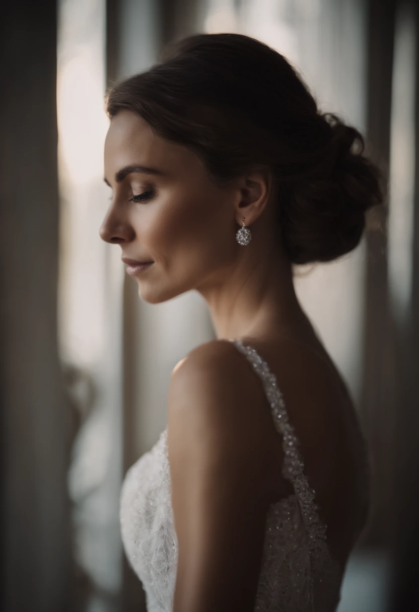 Portrait of a woman in a white dress