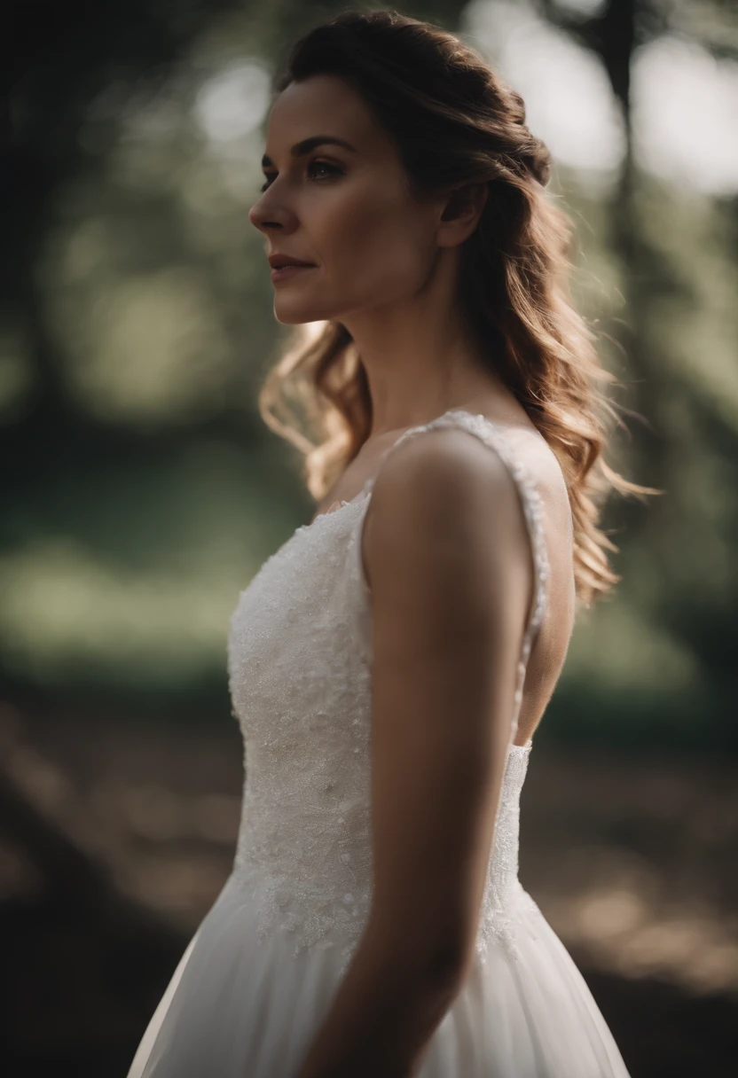 Portrait of a woman in a white dress