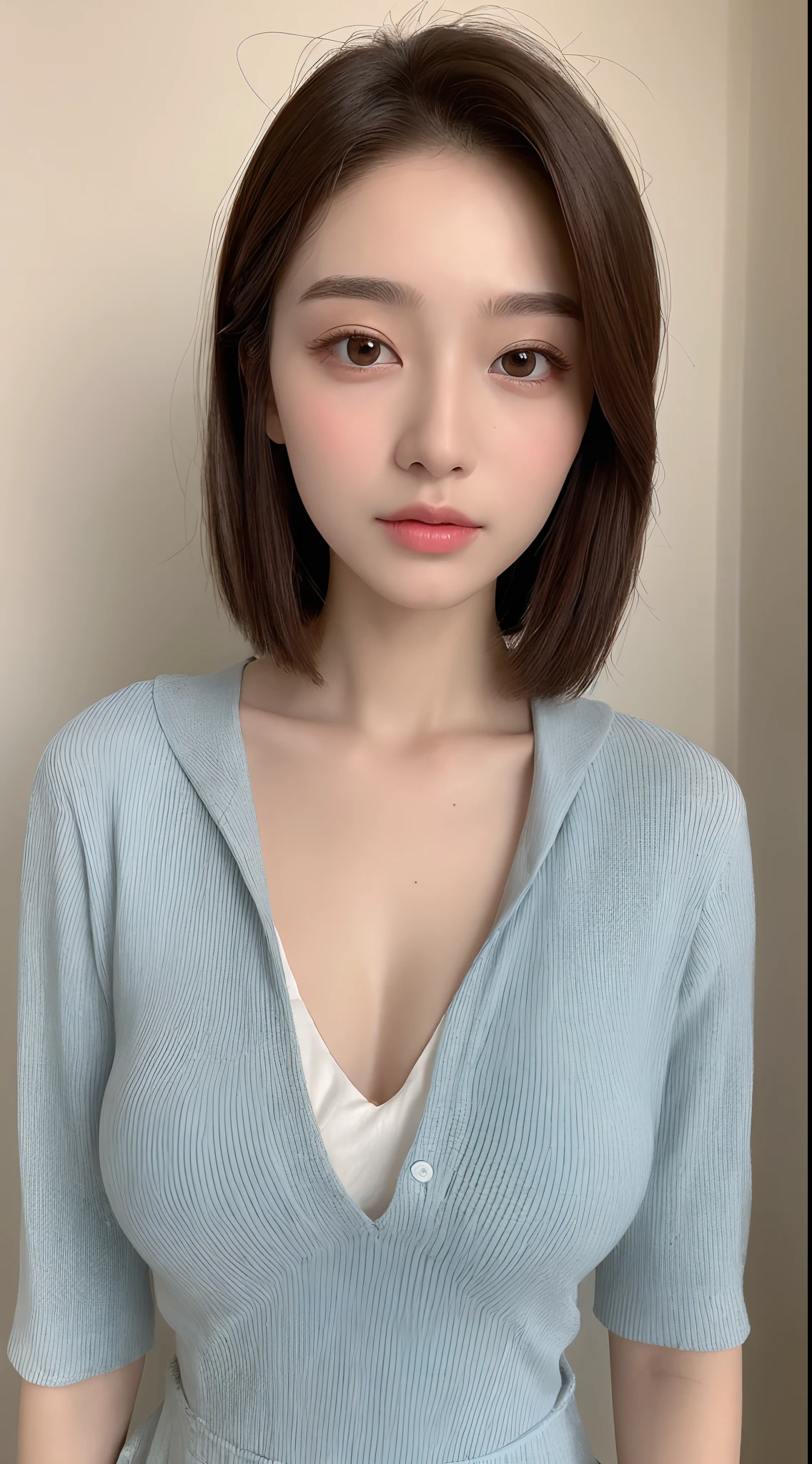 ((Best Quality, 8K, Masterpiece: 1.3)), 1girl, Slim Abs Beauty: 1.3, (Hairstyle Casual, Big Breasts: 1.2), Dress: 1.1, Super Fine Face, Delicate Eyes, Double Eyelids, Home