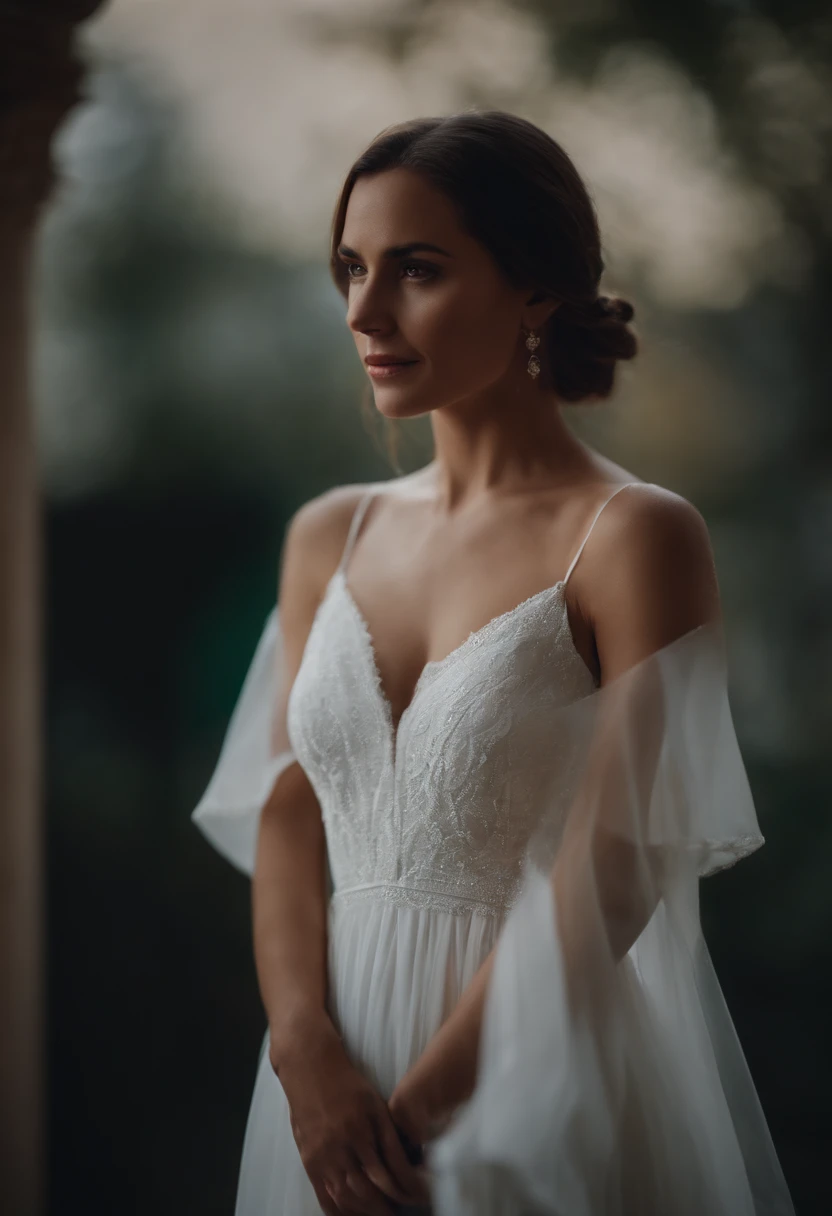 Portrait of a woman in a white dress