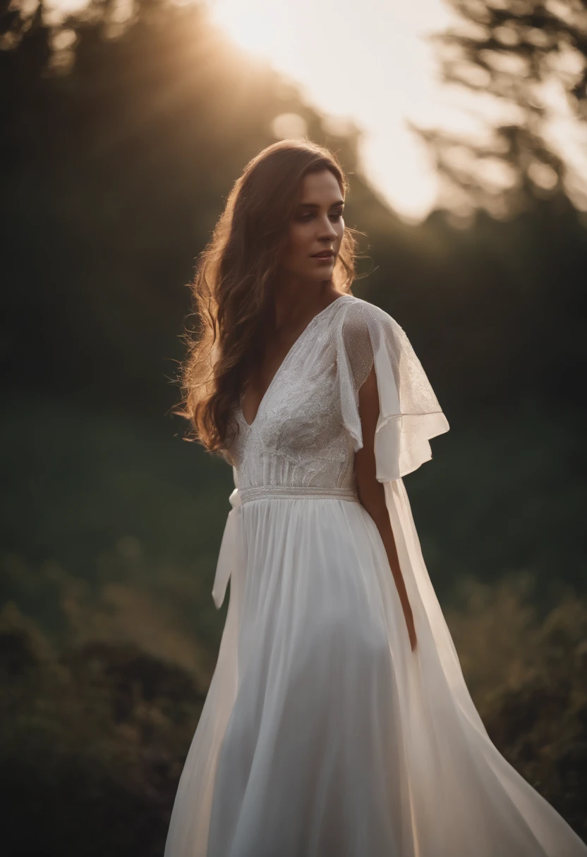 Portrait of a woman in a white dress
