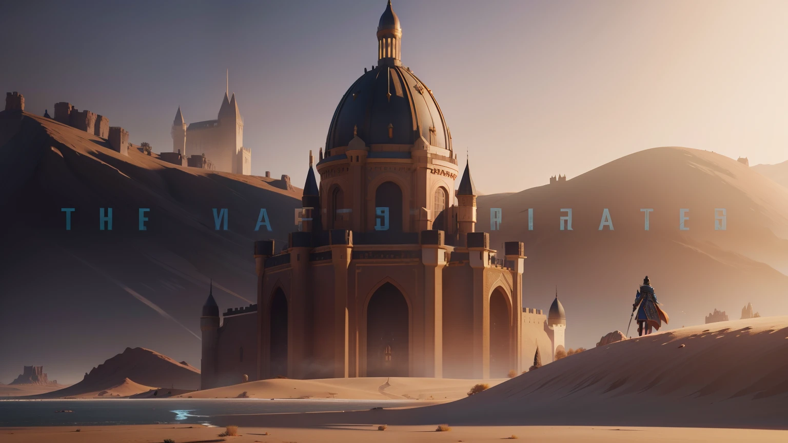 Tales of crafting made from avatar font logo art with castle in the background,epic dune,give texture of gold,ultra realistic,8k