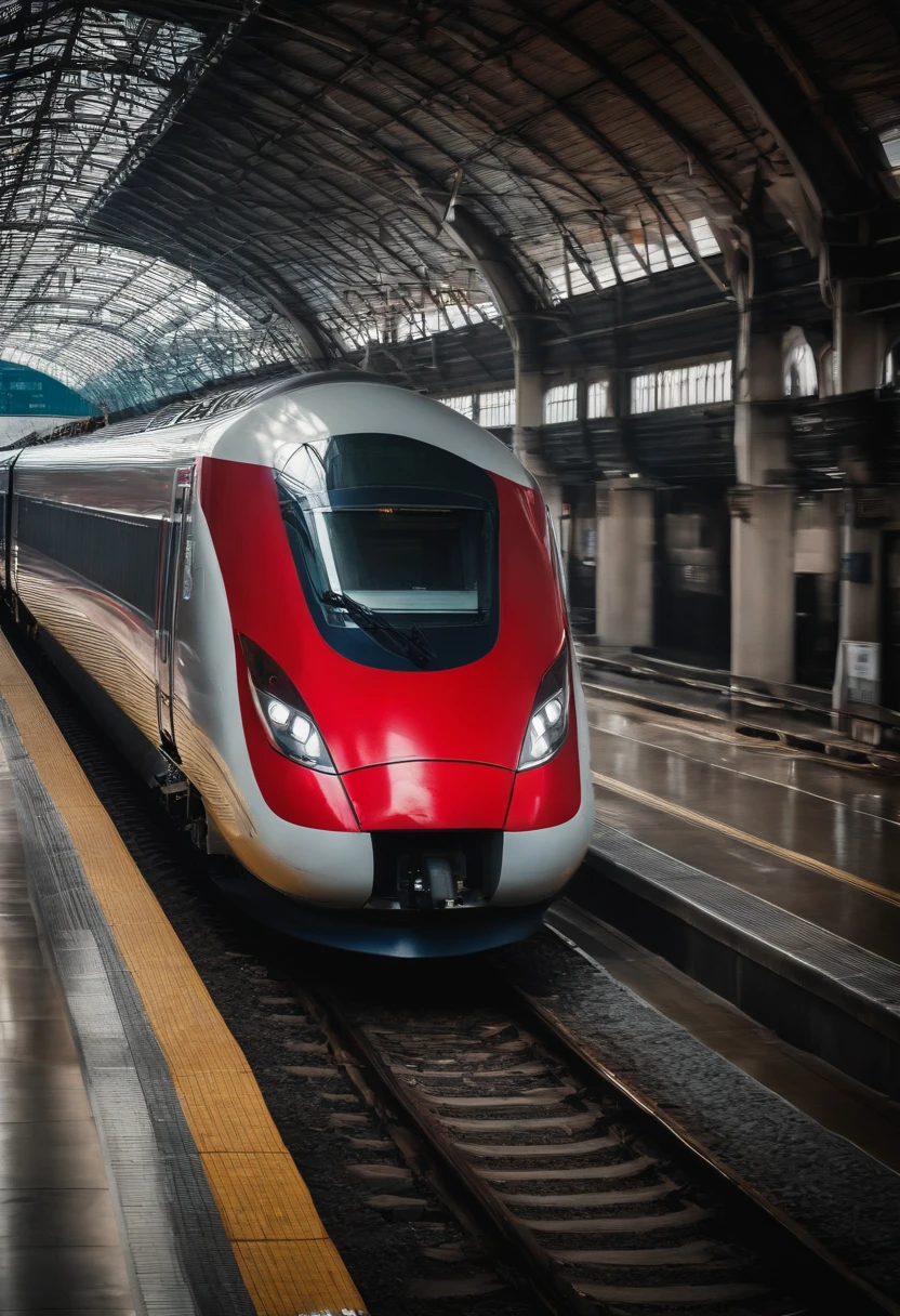 High-speed trains gallop in Shanghai,photore,photorealestic