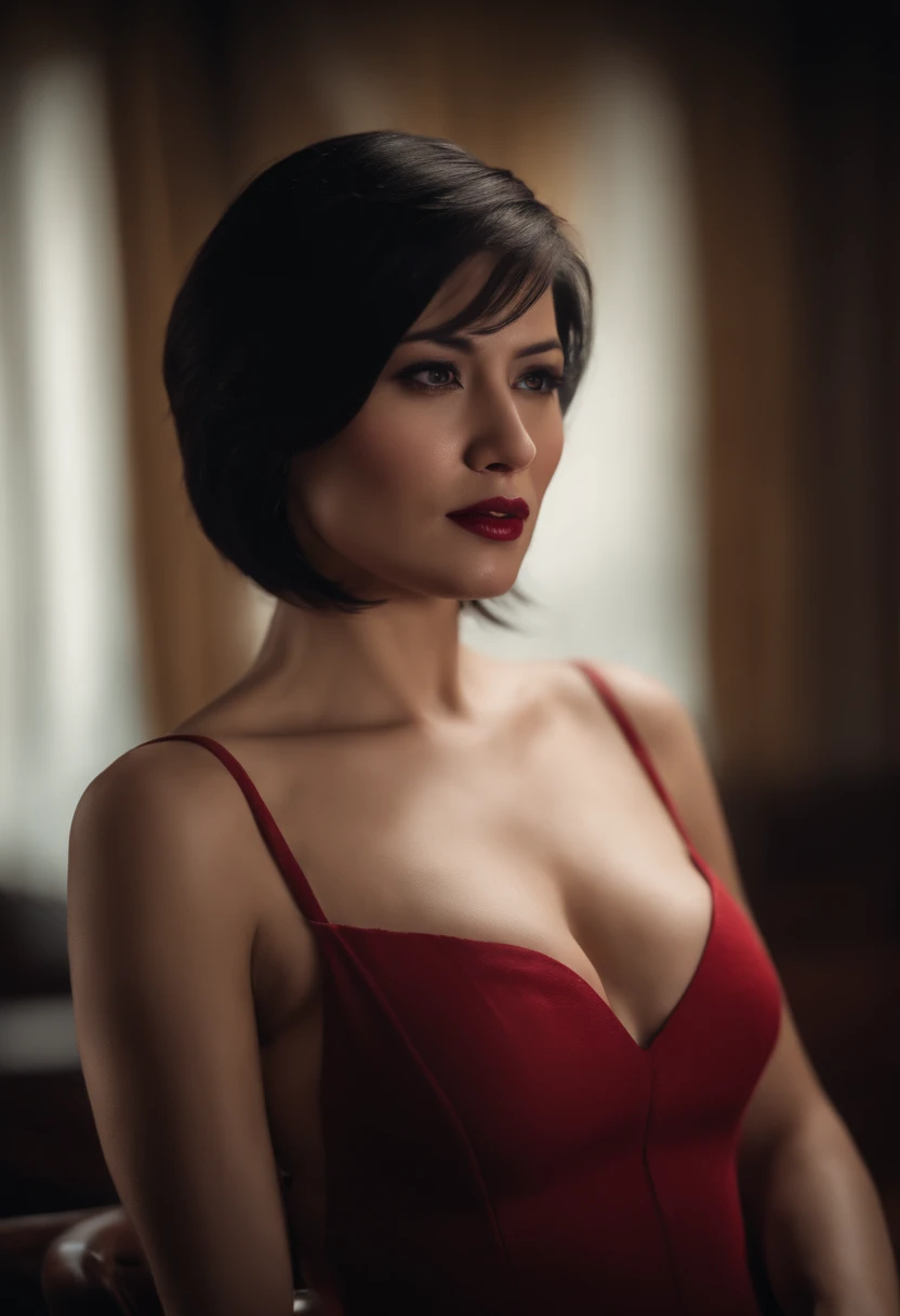 Hermosa Ada Wong Hiperrealista y hiper detallada mostrando su gran  