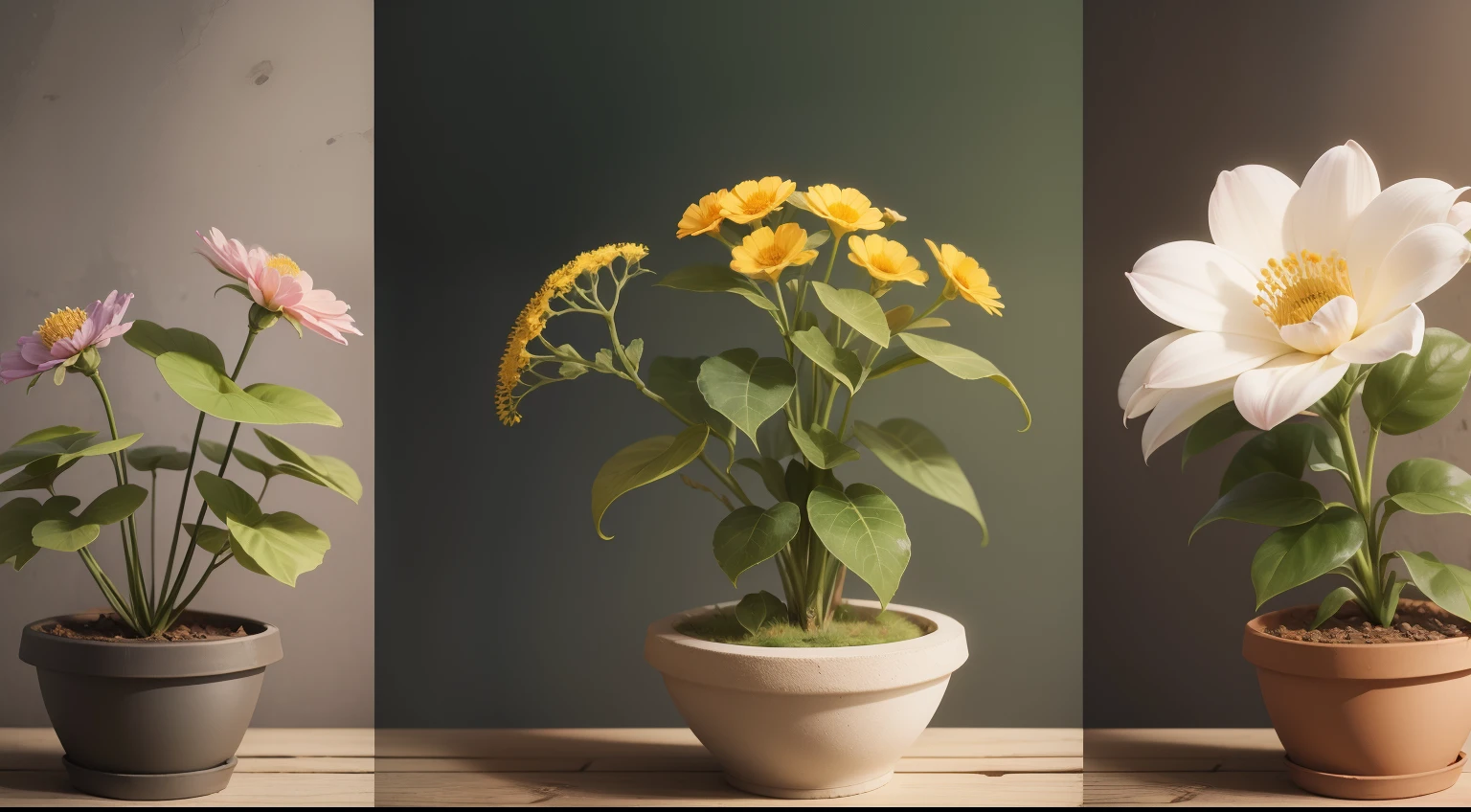 Growth stages of plants and flowers of different shapes,No Man