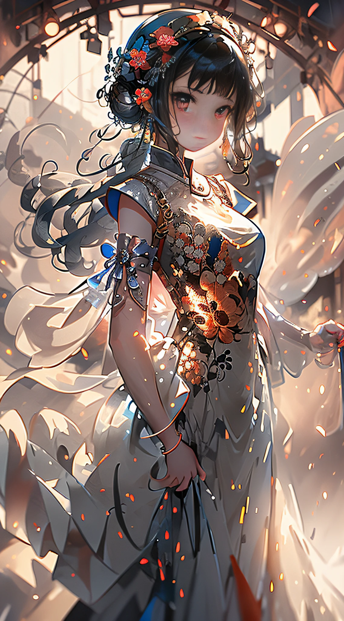Background with、girl with