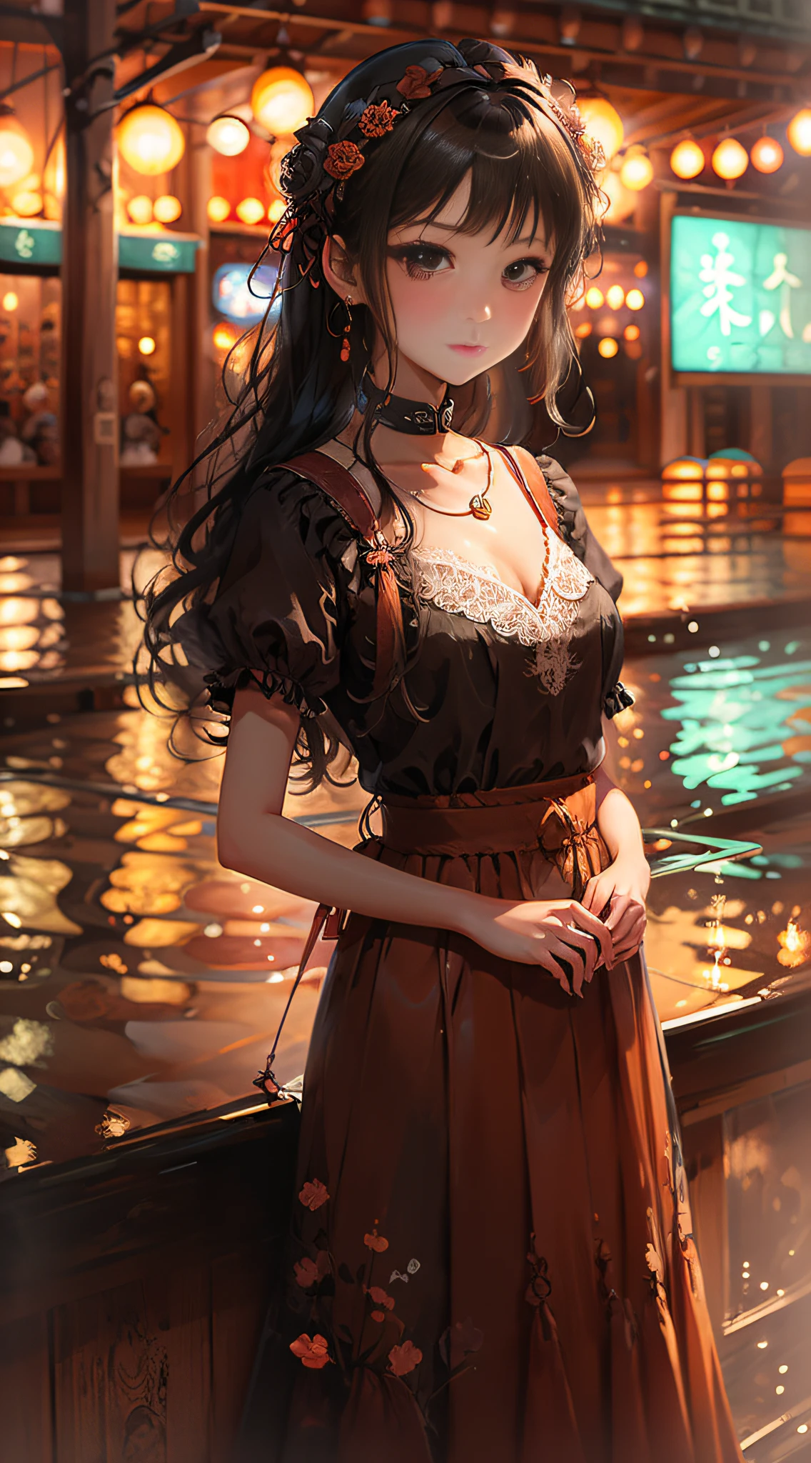 Background with、girl with
