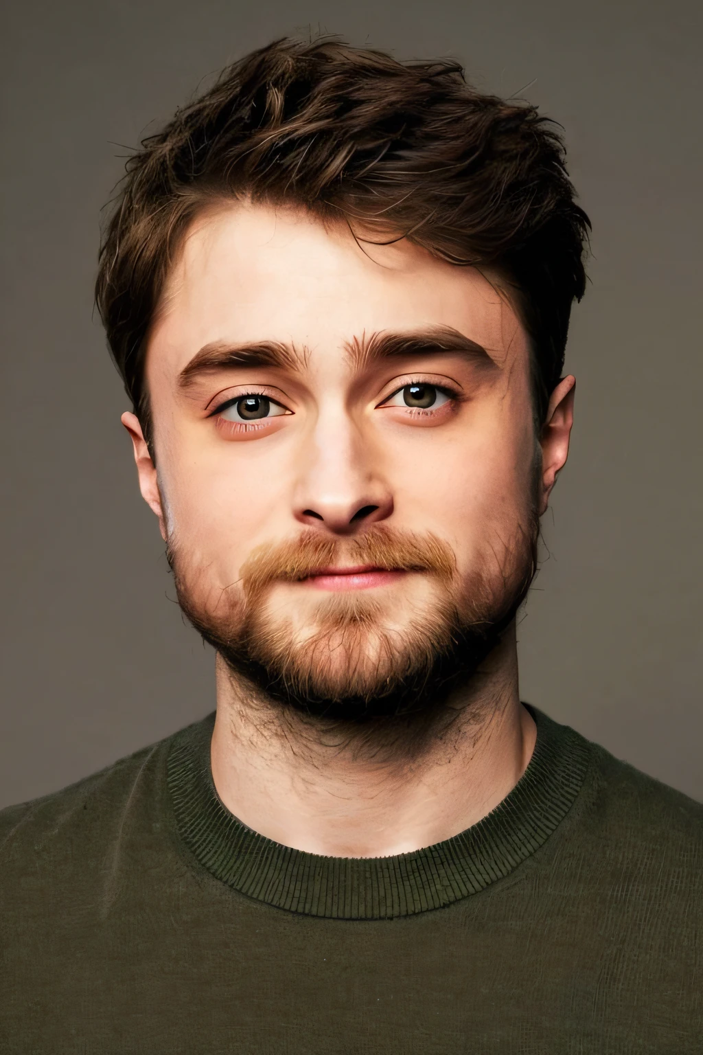 a close up of a man with a beard and a sweater, daniel radcliffe, daniel radcliffe as harry potter, taken in the early 2020s, portrait of harry potter, harry, harry potter portrait, headshot profile picture, with a small beard, without beard and mustache, similar to malfoy, without beard, high quality portrait, harry potter in cyberpunk