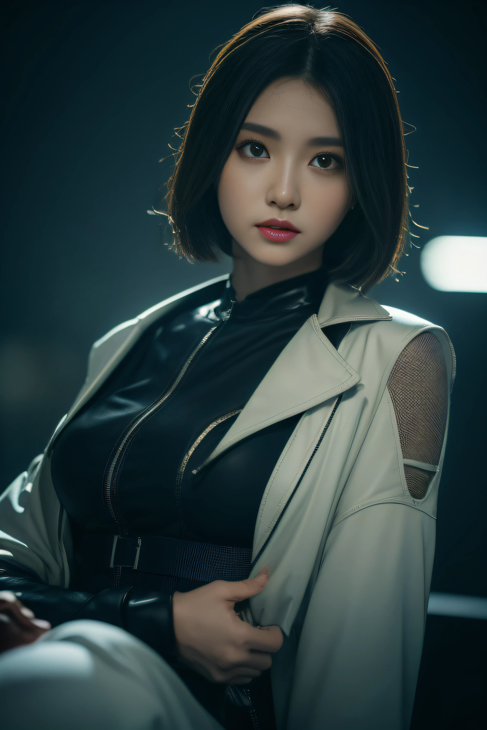 3D, A beautiful cyberpunk female image,battledress,hdr(HighDynamicRange),Ray traching,NVIDIA RTX,Hyper-Resolution,Unreal 5,Subsurface scattering、PBR Texture、post-proces、Anisotropy Filtering、depth of fields、maximum definition and sharpness、Many-Layer Textures、Albedo e mapas Speculares、Surface coloring、Accurate simulation octane rendering of light-material interactions、Two-colored light、largeaperture、Low ISO、White balance、the rule of thirds、8K raw data、blackstockings