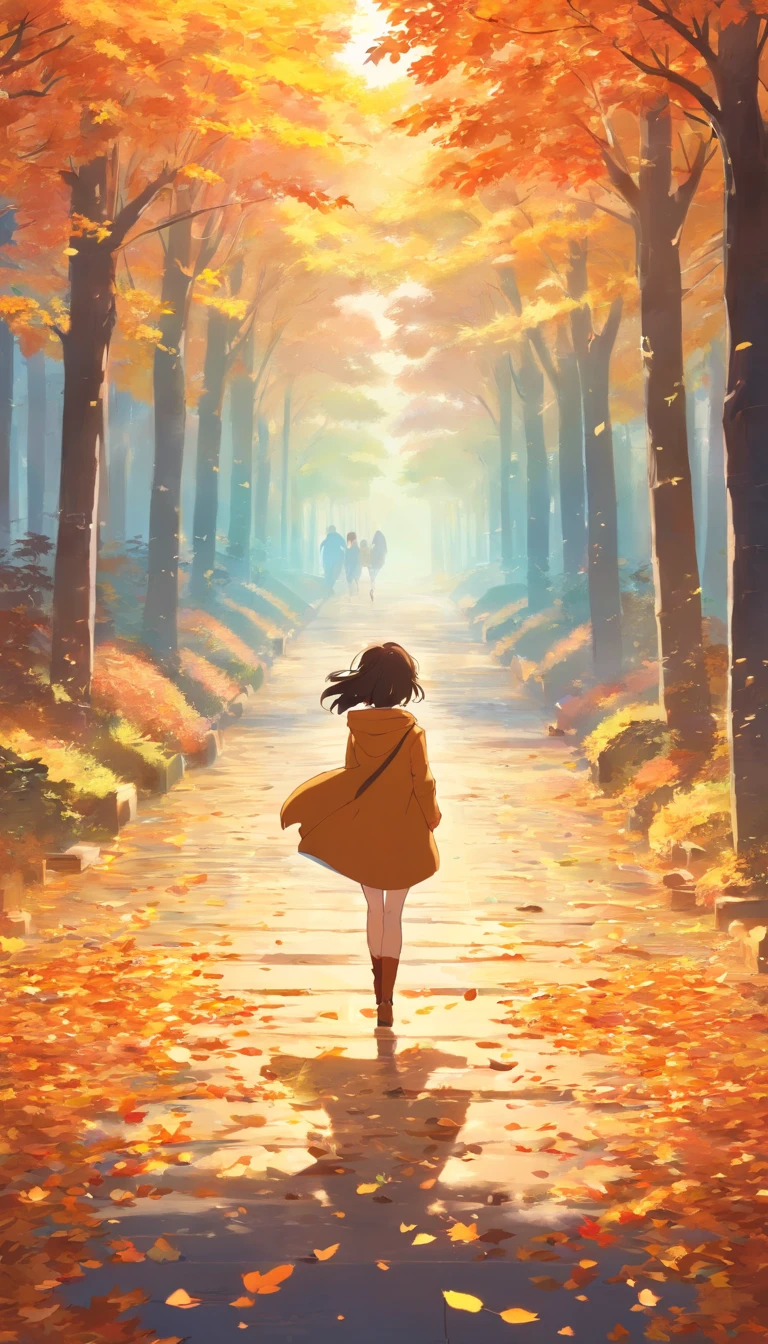 autumnal,falling leaf,Cinematic light and shadow,k hd