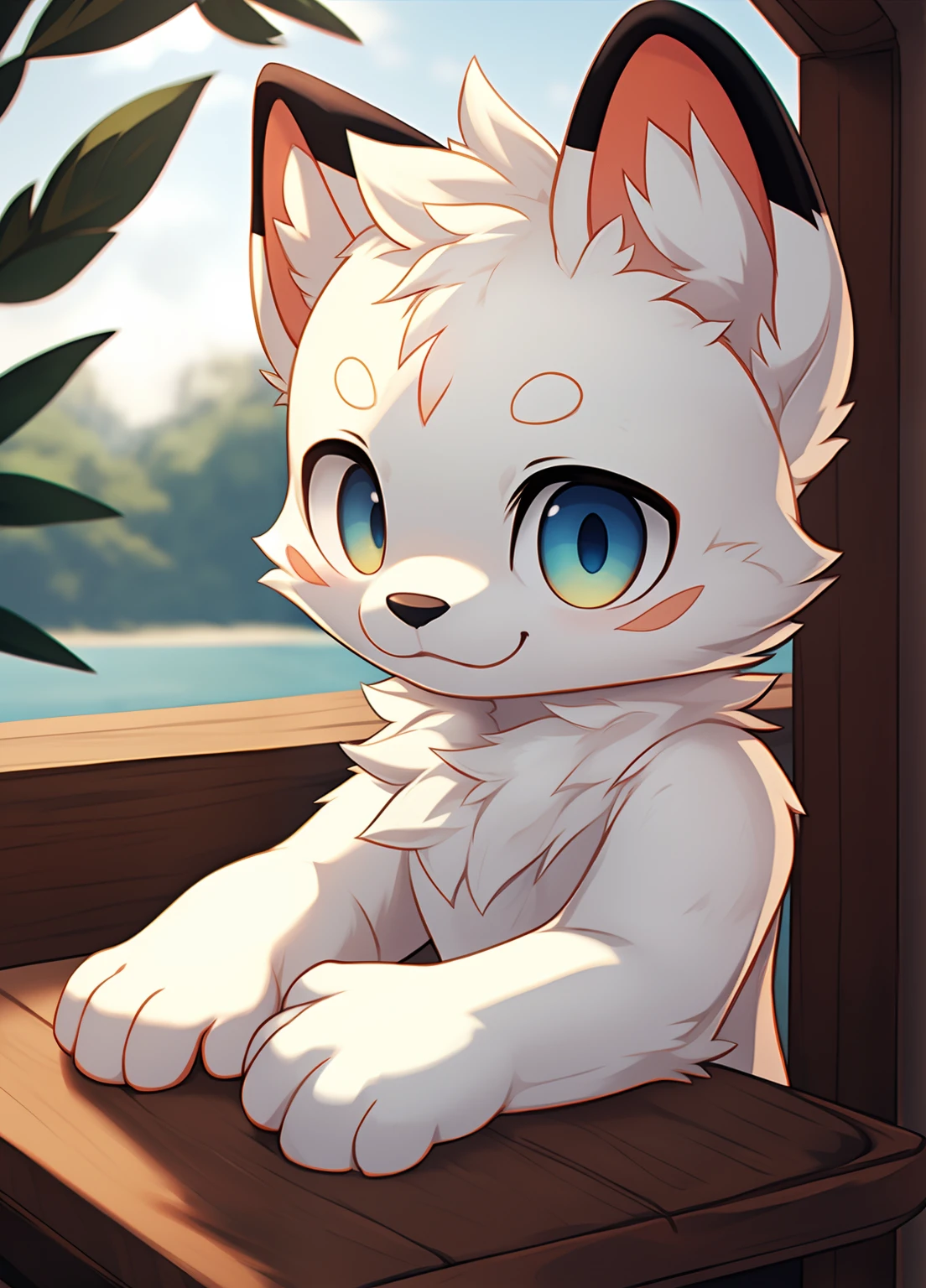 Furry，younge boy，Young，white body fur，CG，4K，Beautiful