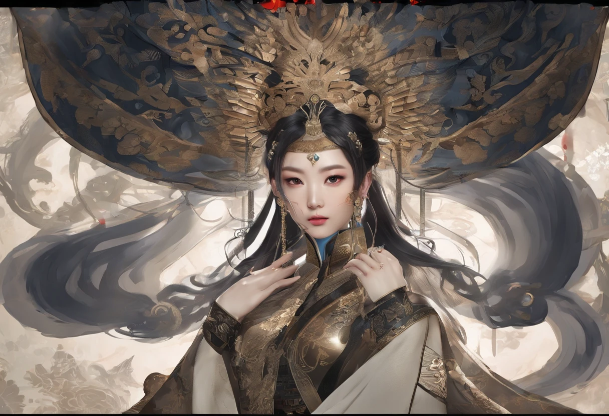 Feng Shen List，tmasterpiece，ultra fine photos，，best qualtiy，超高分辨率，Photoreality，Chiaroscuro，（full-body portraits），stunningly beautiful，dynamicposes，delicated face，Bigchest，Murderous eyes，（seen from the side），She wears gold ancient Chinese armor，very highly detailed background，detailed face with，Detailed and complex busy background，untidy，opulent，milkyW，Highly detailed skin，Realistic details of skin，Visible Pore，tack sharp focus，volume fog，8k uhd，digital SLR camera，high qulity，filmgrain，White skin of the，photo-realism，lomography，The palace of the Yin Shang King in ancient China , look from down, semi transparent, large breasts, showing cleavage, full body shot camera angle, lotus tattoo on forehead, perfect body: 1.4, Slim abdomen: 1.2, sitting on chair with legs up,