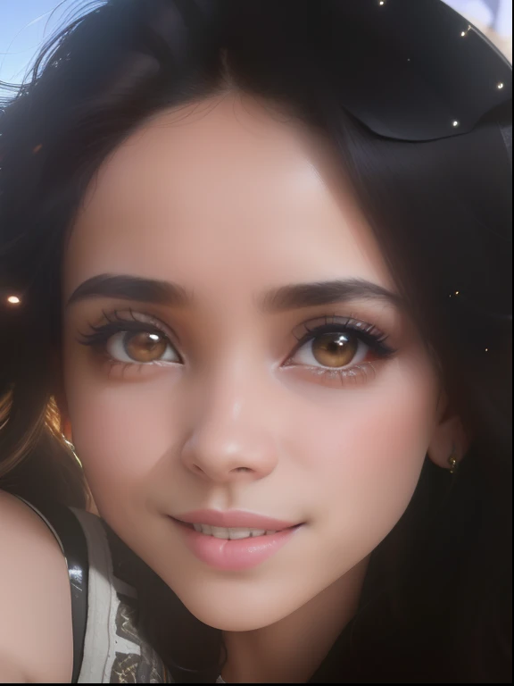 Obra maestra, La mejor calidad, alta calidad, Fondo de pantalla extremadamente detallado de la unidad CG 8k, Profundidad de campo, HDR, fotorrealista, extremadamente detallado, intrincado, High detail, woman 30 years old, sexy, pelo oscuro, pecho grande, bajita, sonrisa inocente, ojos oscuros, pelo rizado oscuro, cuerpo entero, cara identica