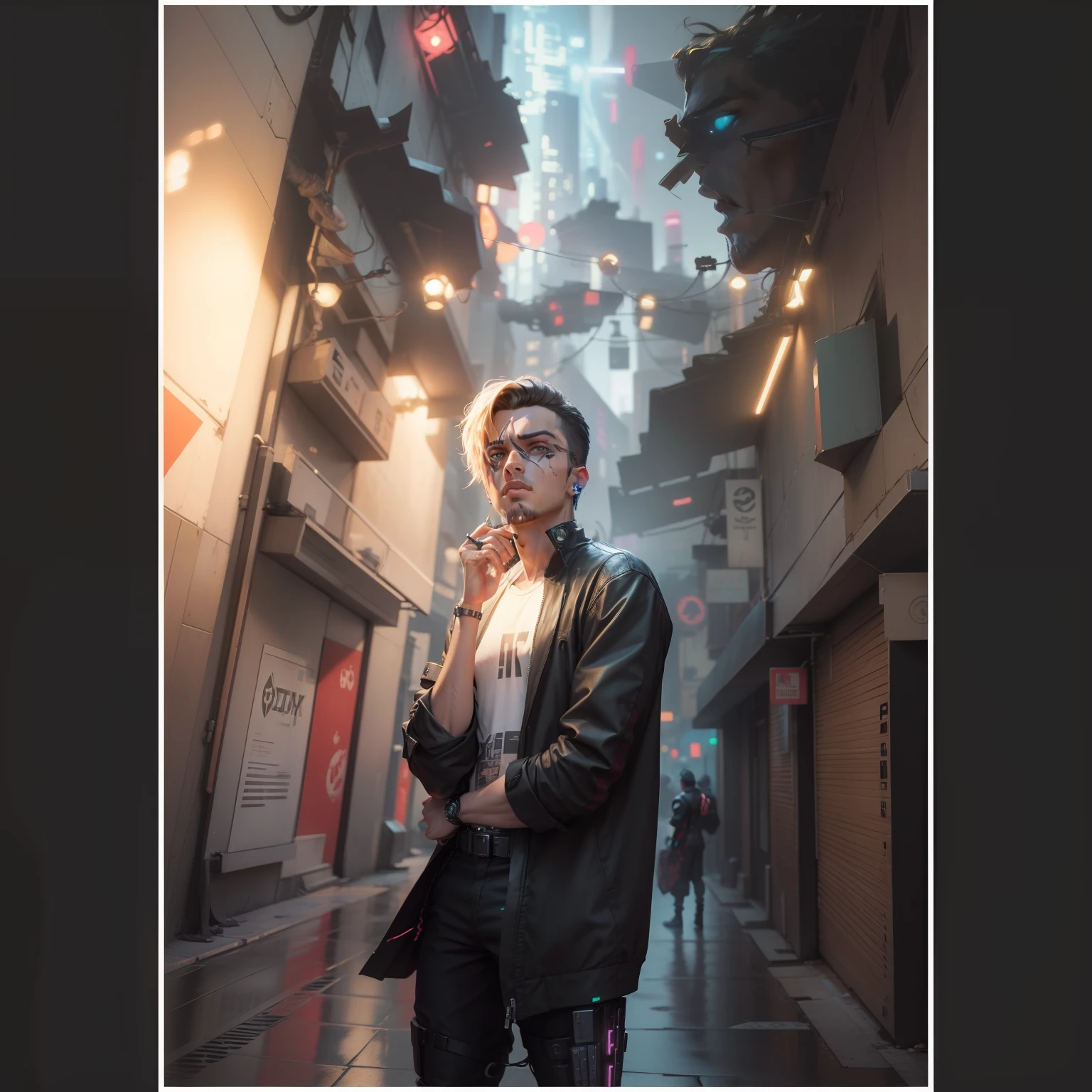 change background cyberpunk handsome boy. realistic face. 8k.ultra realistic.