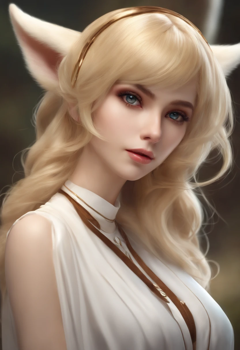 Blonde animal ears, Height one meter six five, Anterior convex and posterior, nakeness,