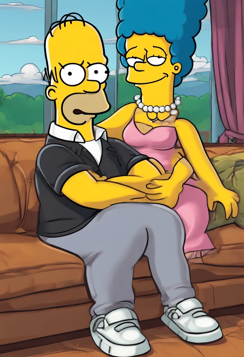 Marge Simpsons having interracial sex, big ass, big boobs, sucking animal