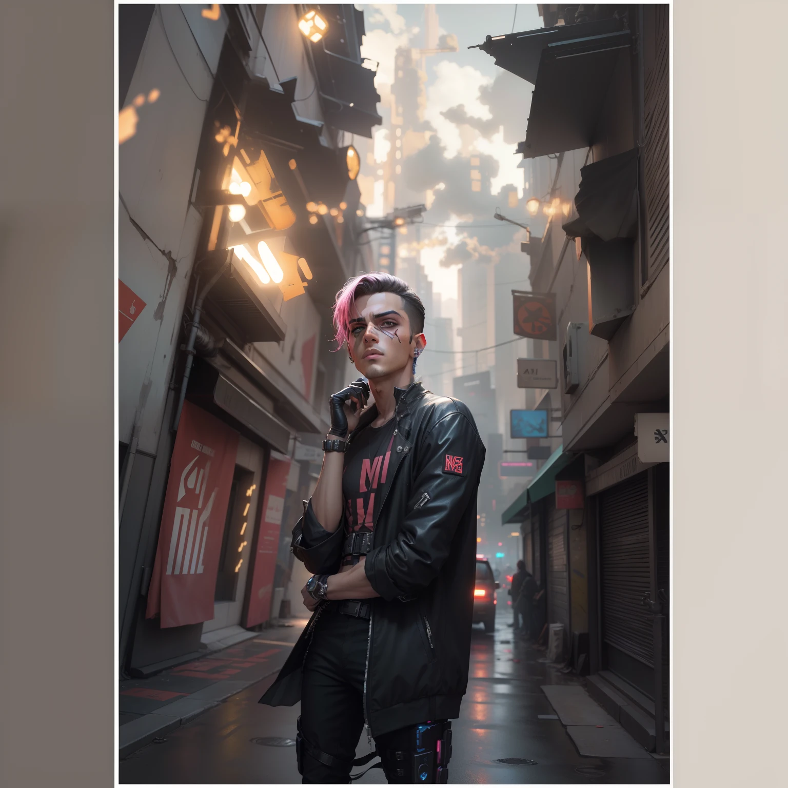 change background cyberpunk handsome boy. realistic face. 8k.ultra realistic.