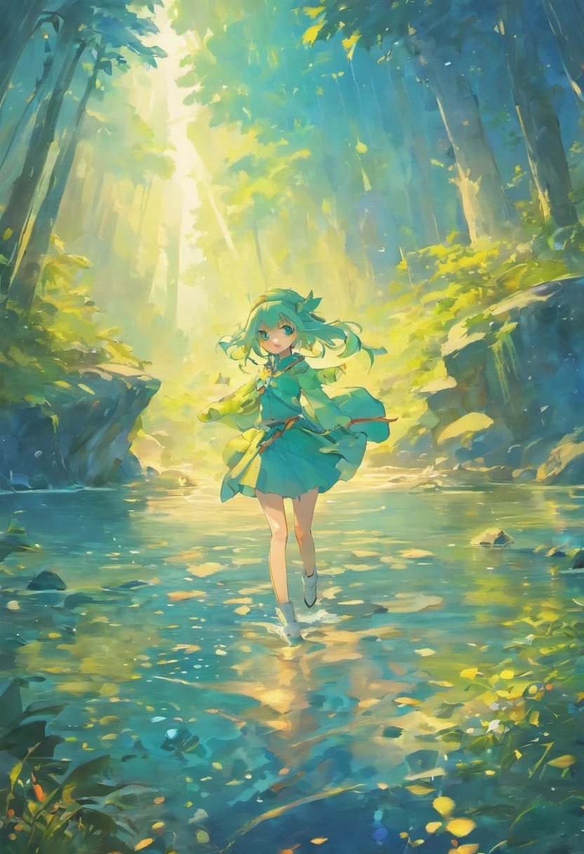 "Create a vibrant and eco-friendly illustration featuring a lush jungle teeming with diverse wildlife, including majestic elephants, playful monkeys, and colorful parrots. In the foreground, a crystal-clear river winds its way through the dense foliage, reflecting the vibrant greenery. Towering mountains rise in the background, their peaks touched by the golden glow of the setting sun. Above, the Earth floats in the sky, a reminder of the importance of preserving our planet's beauty and biodiversity. This image should radiate a sense of harmony, balance, and the need to protect our natural world."