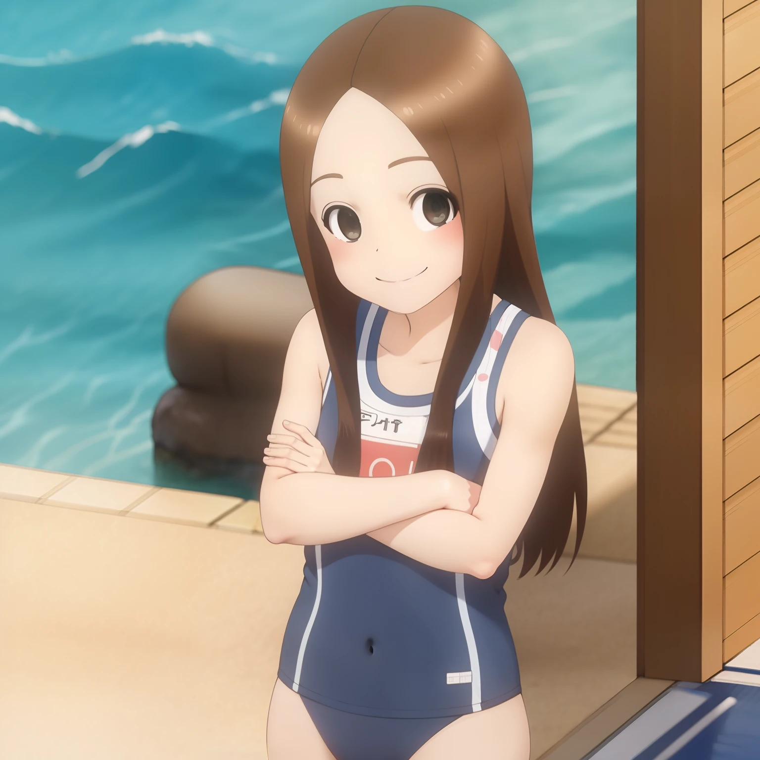 Mare、Facing the front and smiling、swim wears