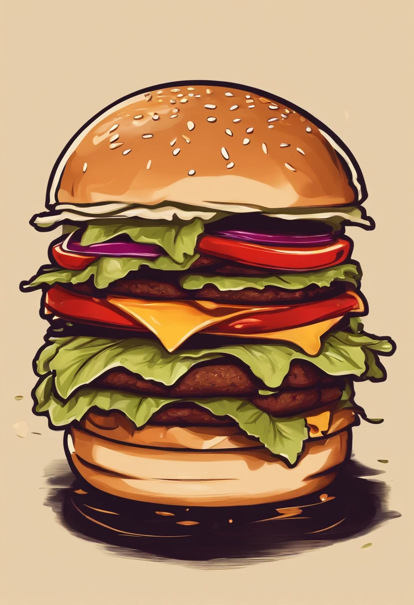 2 dimensional , logo , simple , burger ,delicious , sauce spilling