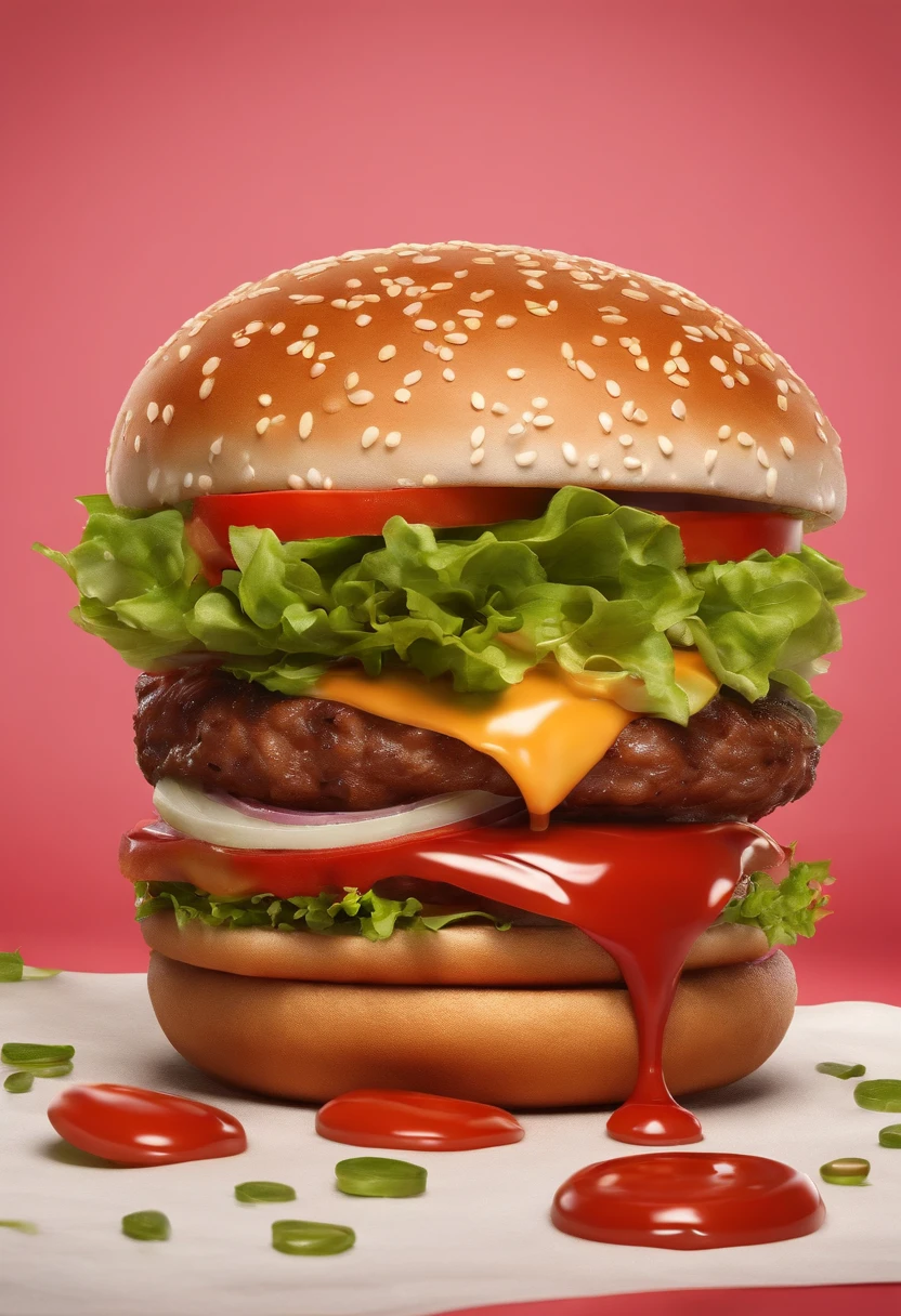 2 dimensional , burger , logo , simple , sauce spilling , short burger , no shadow