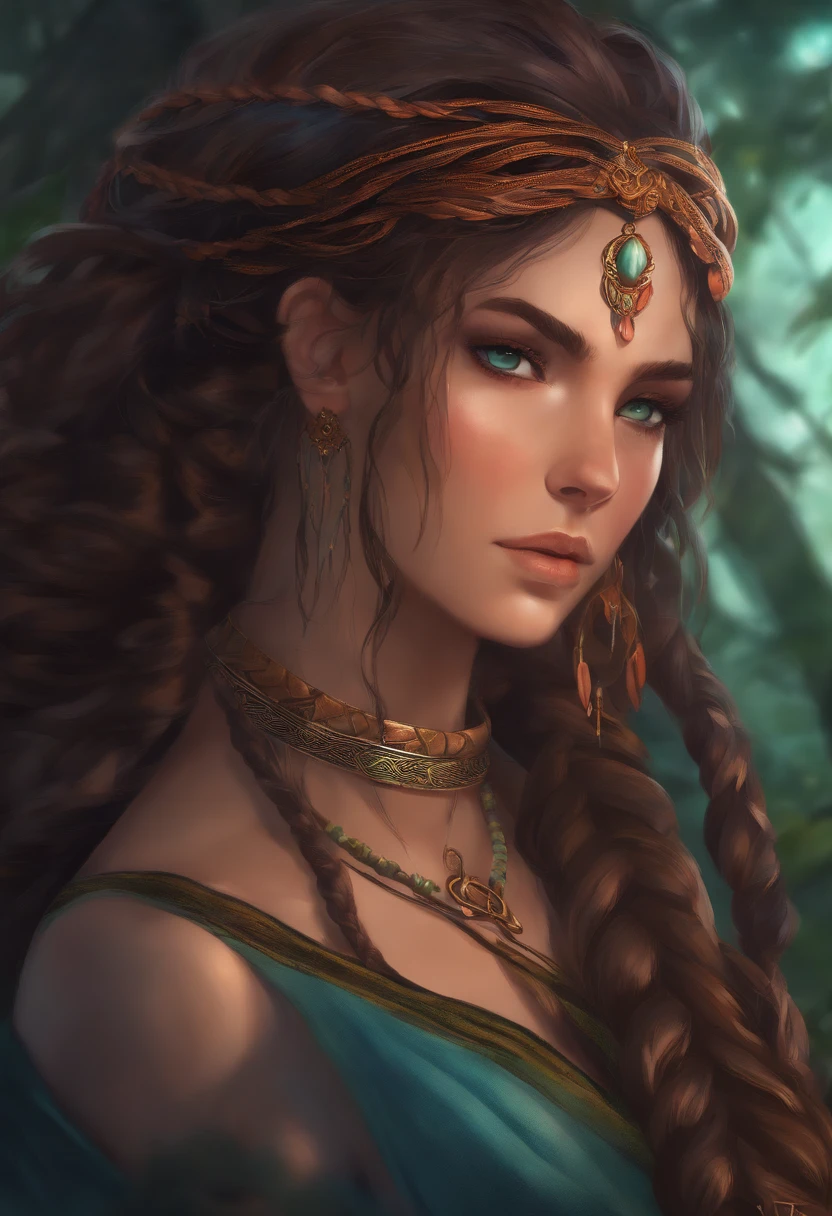 Anime girl, celtic, young adult, braided hair, shaman