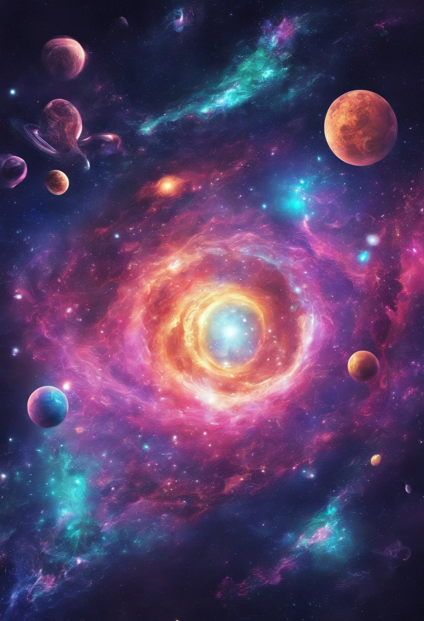 There is a planet in the middle, tentacles in universe, lovecraftian inspiration, Lovecraftian cosmic fear, lovecraftian hellscape, fantasy and cosmic horror movie, Lovecraftian atmosphere, lovecraftian, a planet in open space