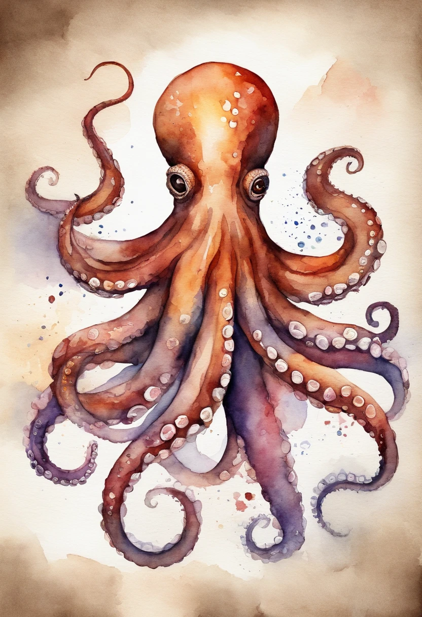 octopus water color art style