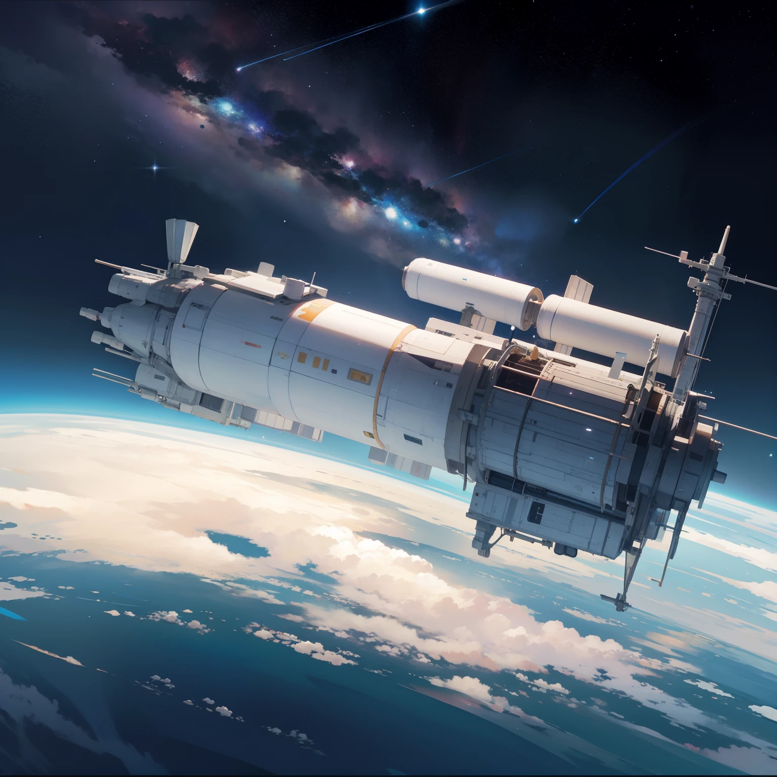 A space station floating near Jupiter