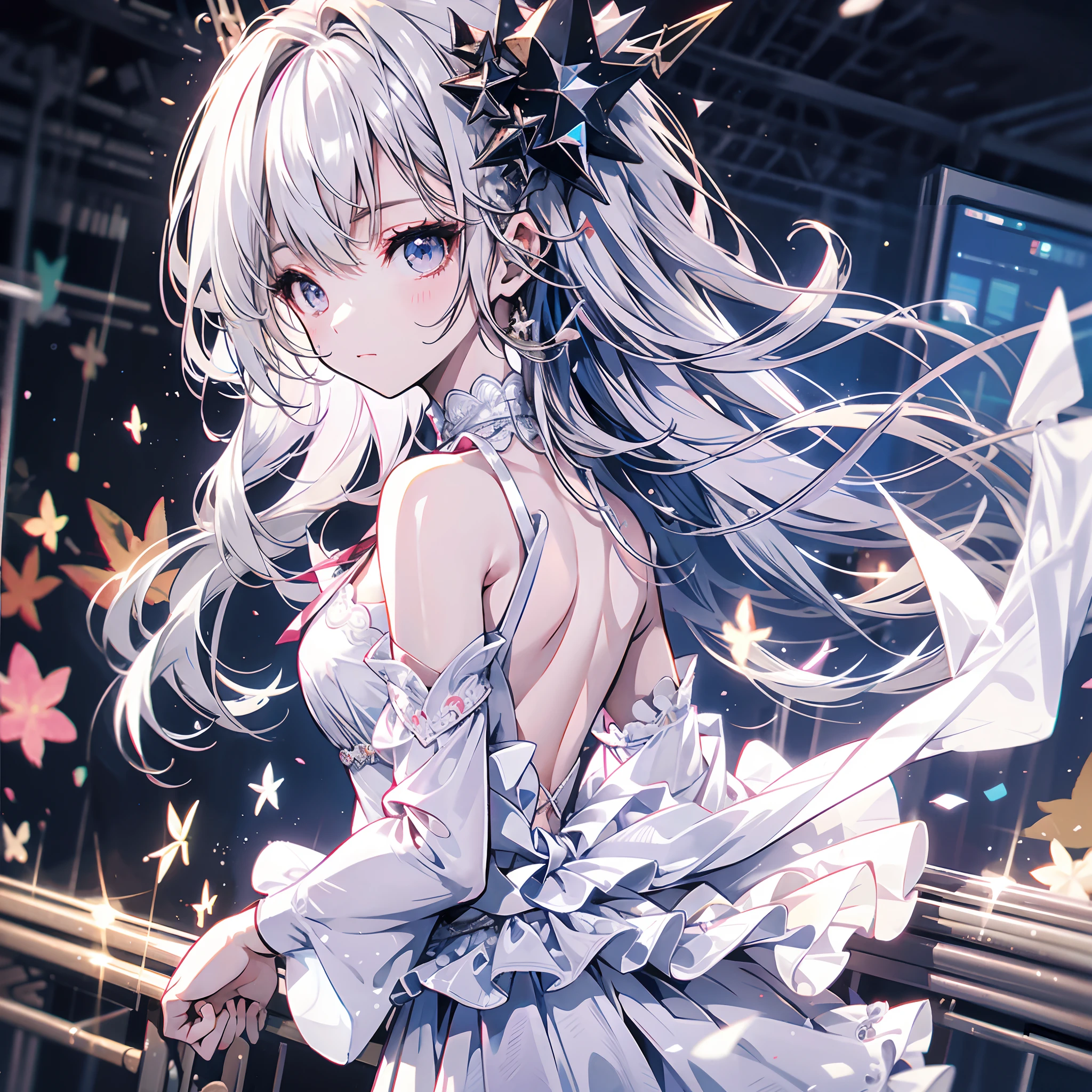 masterpiece, best quality, <lora:laf3-3:1>, wedding_dress, fake animal ears, blue_ribbon, solo,