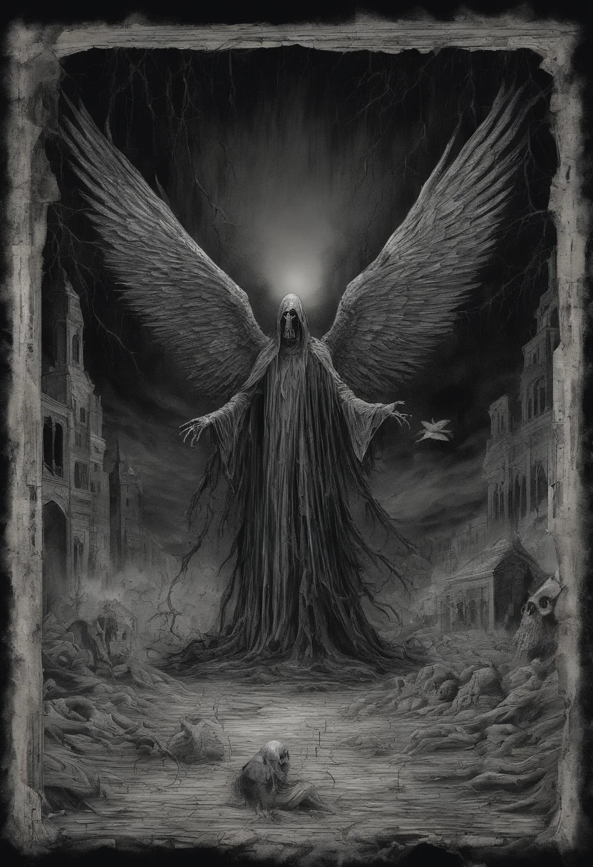 Fallen angel Surrounded by zombie, still you're all alone DEATHMETAL, high resolution, detailed, cannibalism