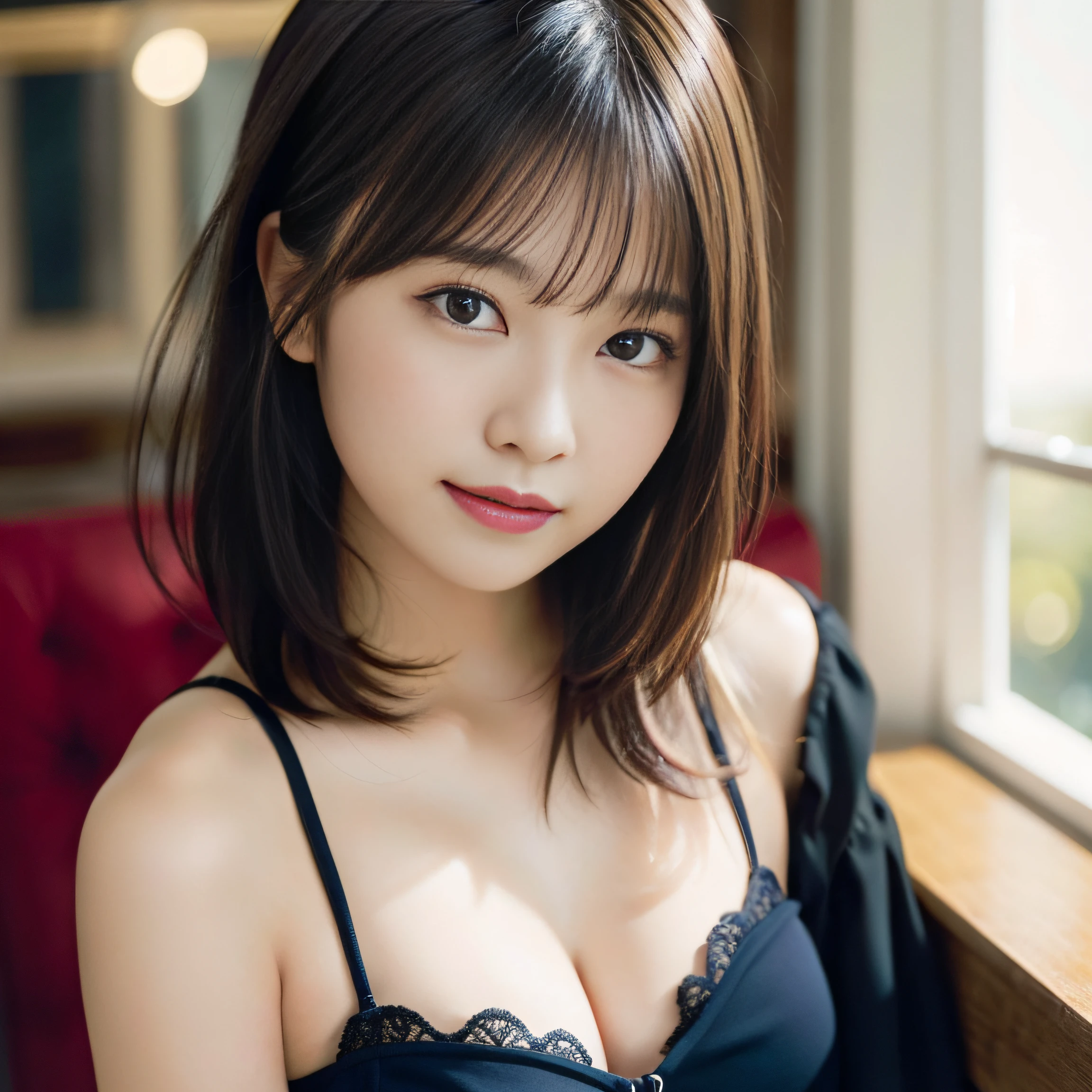 (8K、Raw photography、top-quality、masuter piece:1.2)、ultra-detailliert、ultra res、(realisitic、rialistic photo:1.37)、portlate、high-definition RAW color photography、Professional Photography、highly detailed and beautiful、ighly detailed、8K Picture Wallpaper、amazing detailed、huge filesize、Official art、Highly detailed CG Unity 8K wallpapers、Very detailed beauties、extra detailed face、extremely detailed eye、highlydetailed skin、extremely detailed fingers、highly detailed nose、very detailed detailed mouth、Perfect Anatomy、细致背景、Detailed clothing、Beauty 1 person、age 30s:1.4、nogizaka、Realistic body、小柄、de pele branca、glistning skin、Slim body、Handsome body、A dark-haired、short-hair、(bluntbangs: 1.2)、Shy smile、kawaii、kawaii faces、Lifelike face、Delicate eyes、Sauce order、see -through、耳Nipple Ring、Looking at the camera、cowboy shot、front facing、standing athletic pose、动态照明、middlebreasts、beauty legs、The upper part of the body:1.3、gravure、FULL BODYSHOT、Fashionable clothes